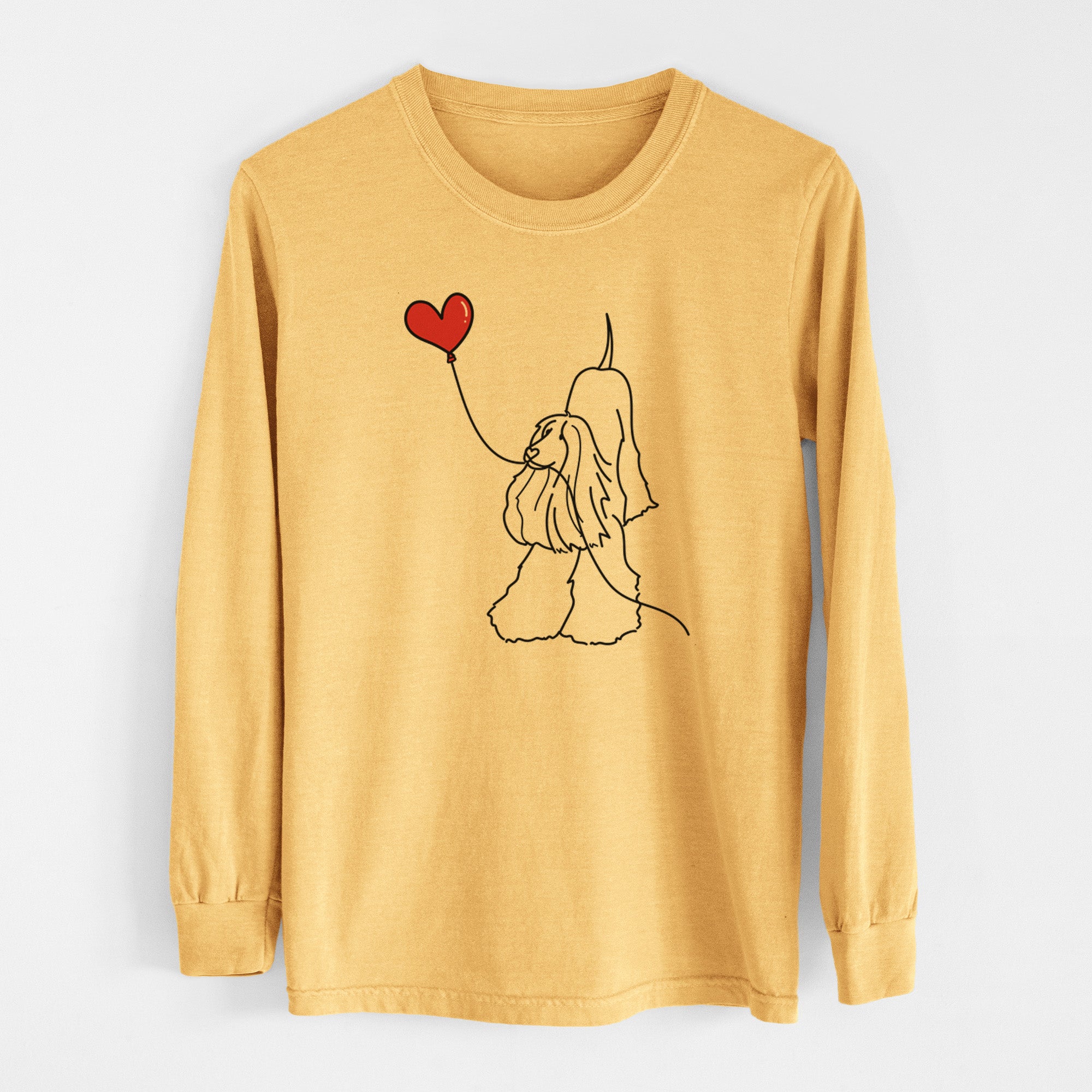 Afghan Hound Heart String - Men's Heavyweight 100% Cotton Long Sleeve