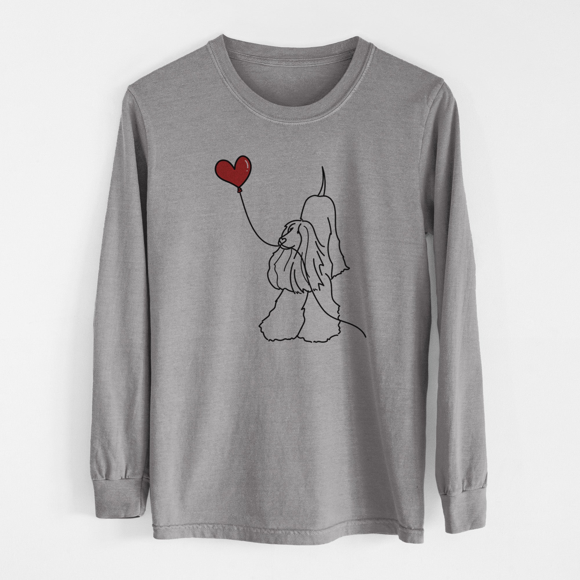 Afghan Hound Heart String - Men's Heavyweight 100% Cotton Long Sleeve