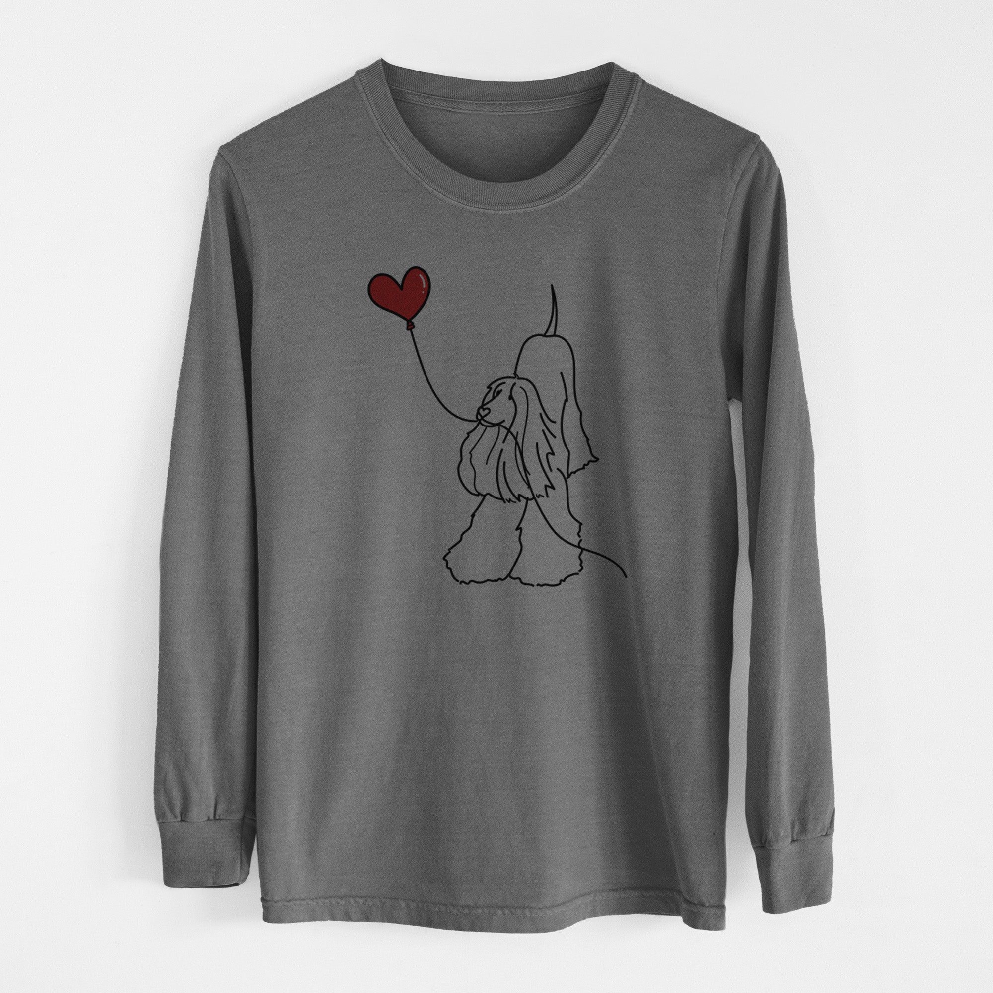 Afghan Hound Heart String - Men's Heavyweight 100% Cotton Long Sleeve