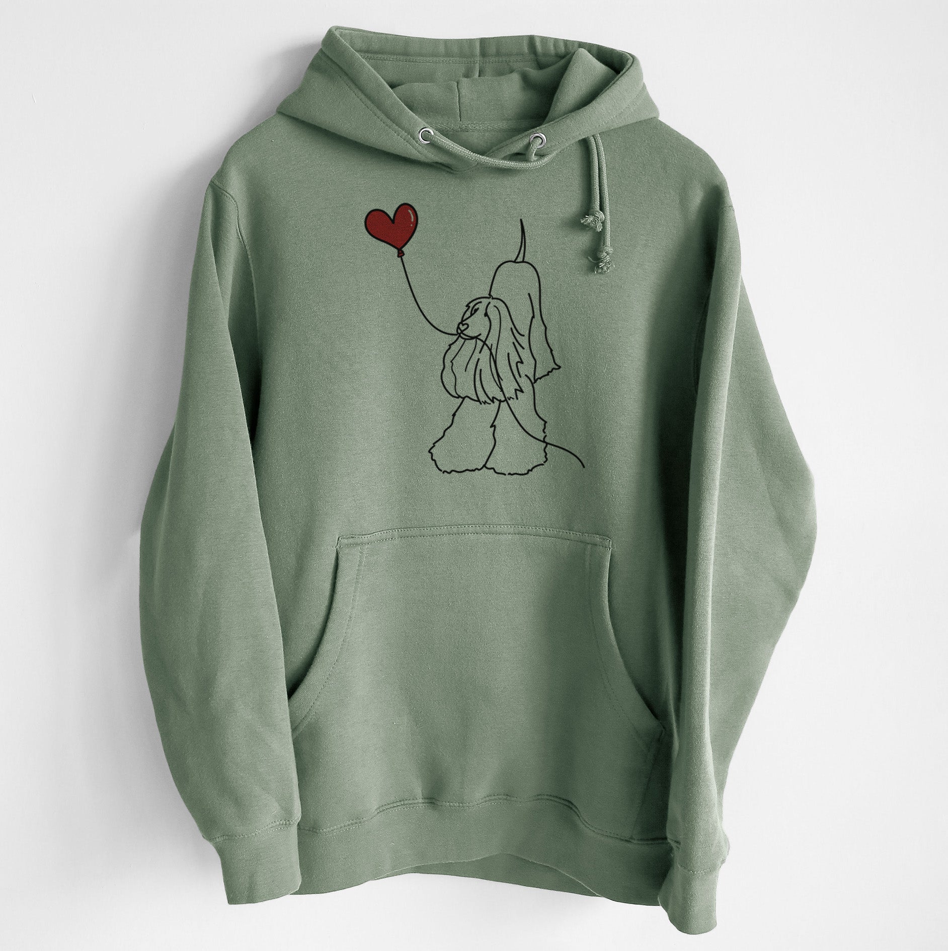Afghan Hound Heart String - Heavyweight Fleece Hoodie