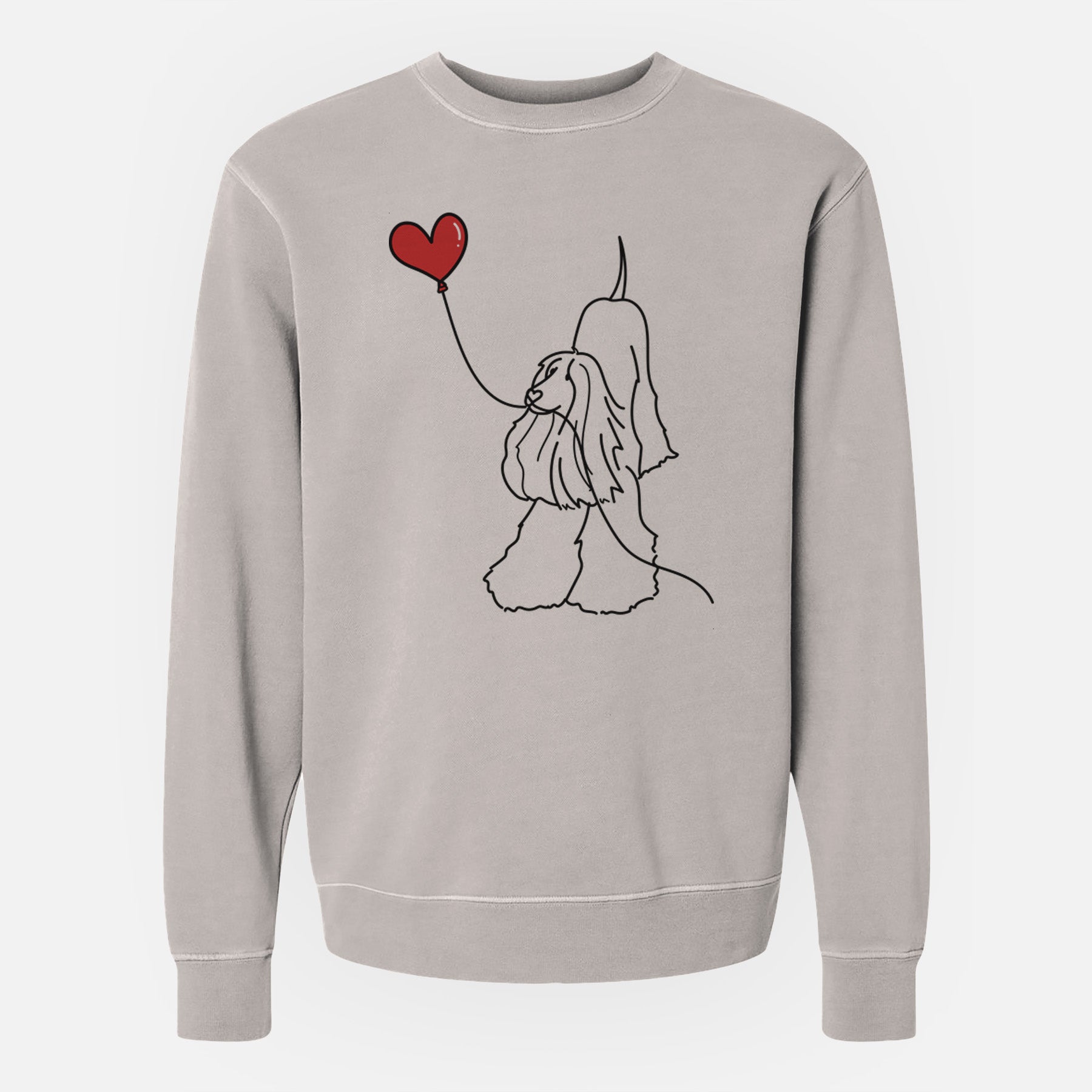 Afghan Hound Heart String - Unisex Pigment Dyed Crew Sweatshirt