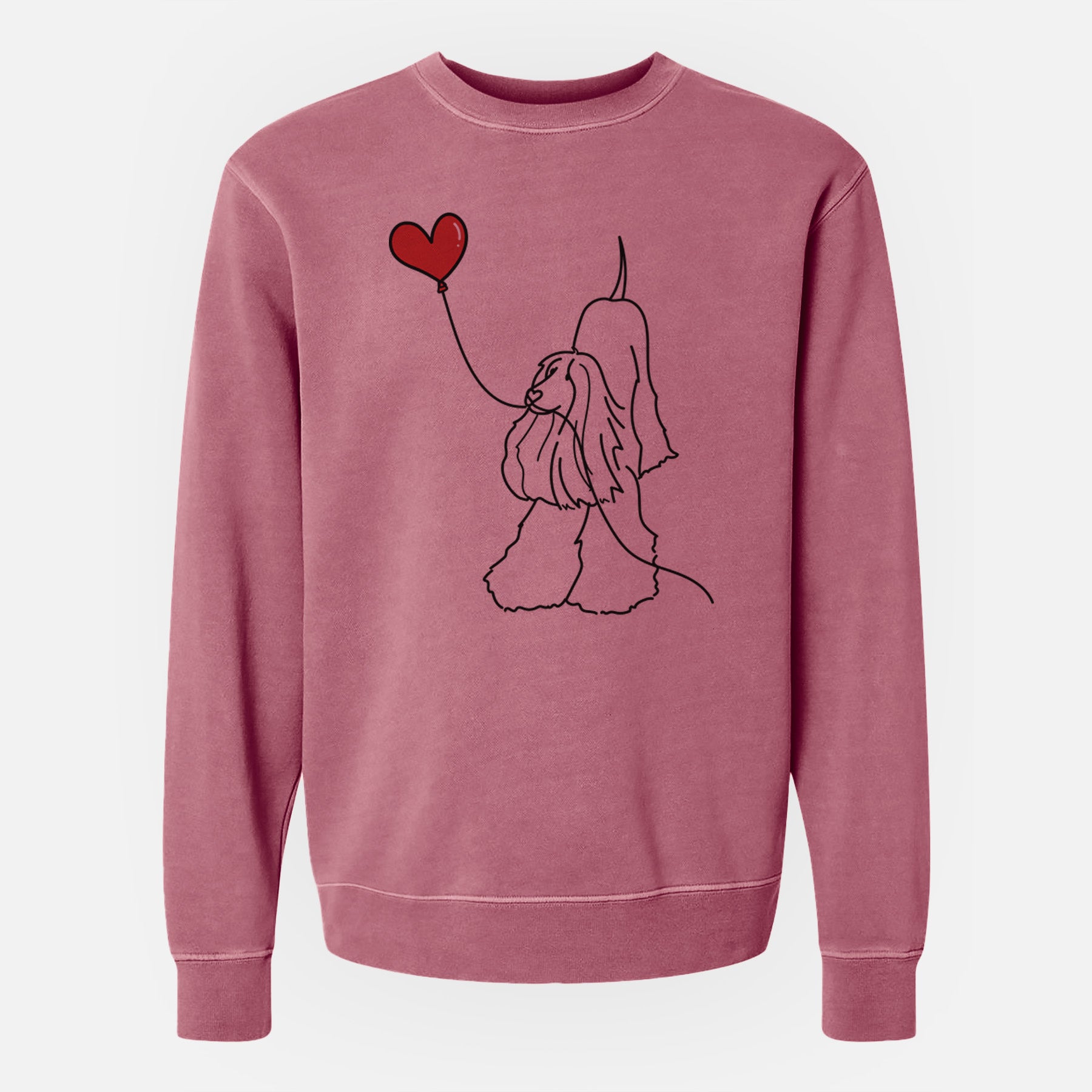 Afghan Hound Heart String - Unisex Pigment Dyed Crew Sweatshirt