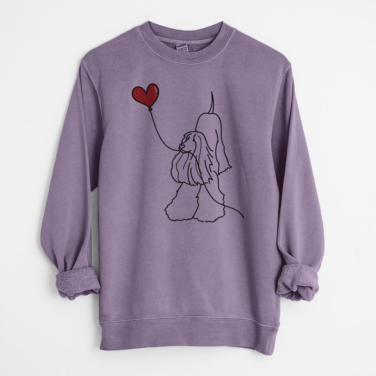 Afghan Hound Heart String - Unisex Pigment Dyed Crew Sweatshirt