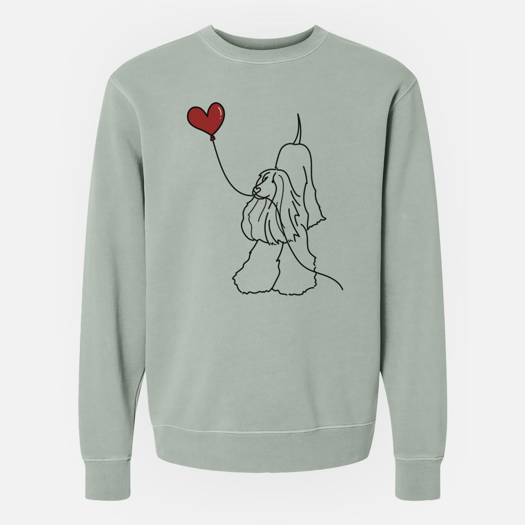 Afghan Hound Heart String - Unisex Pigment Dyed Crew Sweatshirt