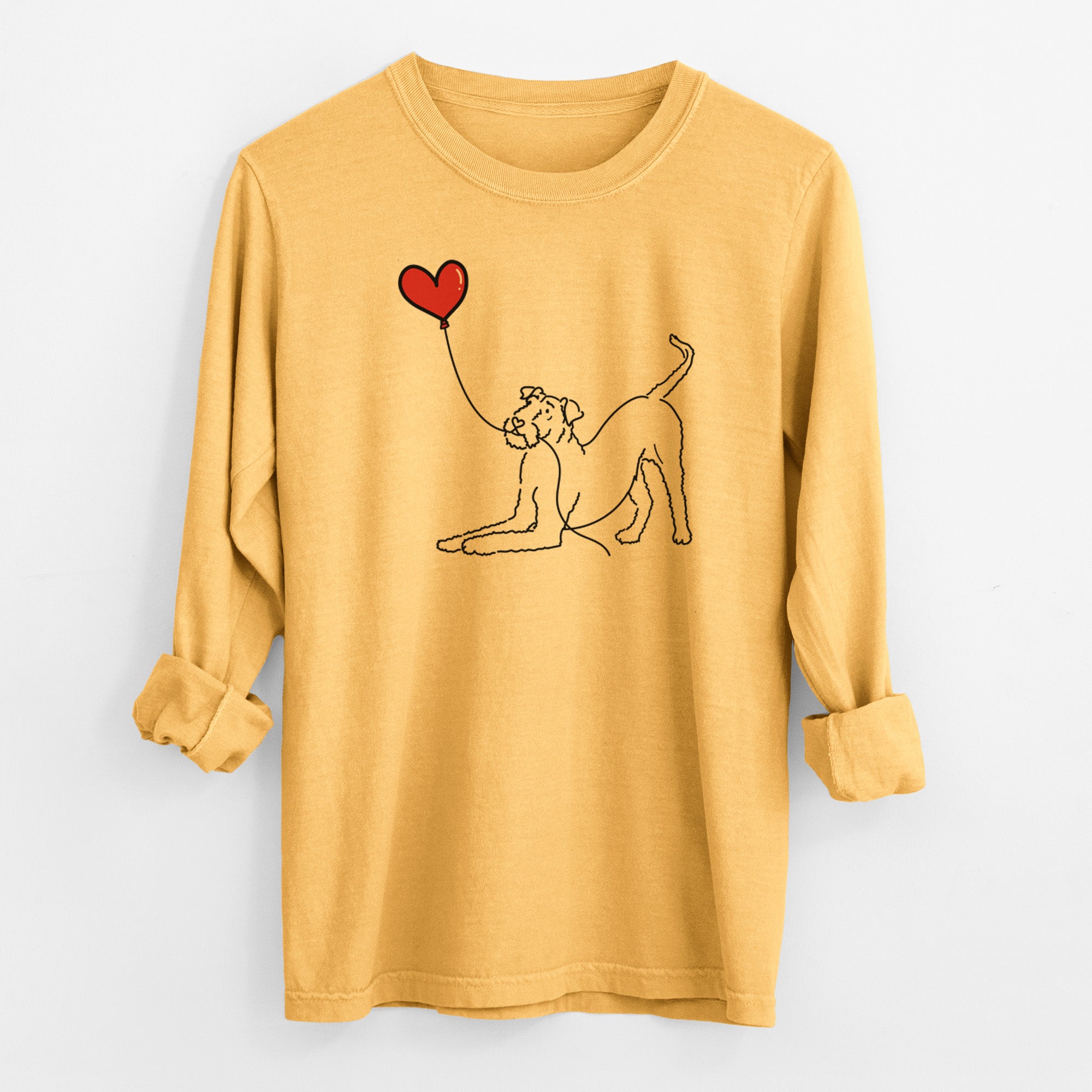 Airedale Terrier Heart String - Men's Heavyweight 100% Cotton Long Sleeve