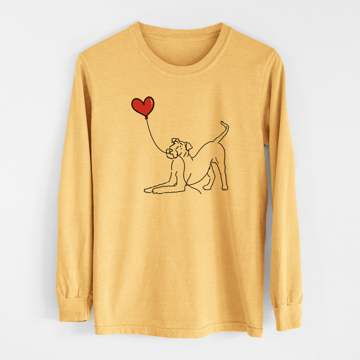 Airedale Terrier Heart String - Men&#39;s Heavyweight 100% Cotton Long Sleeve