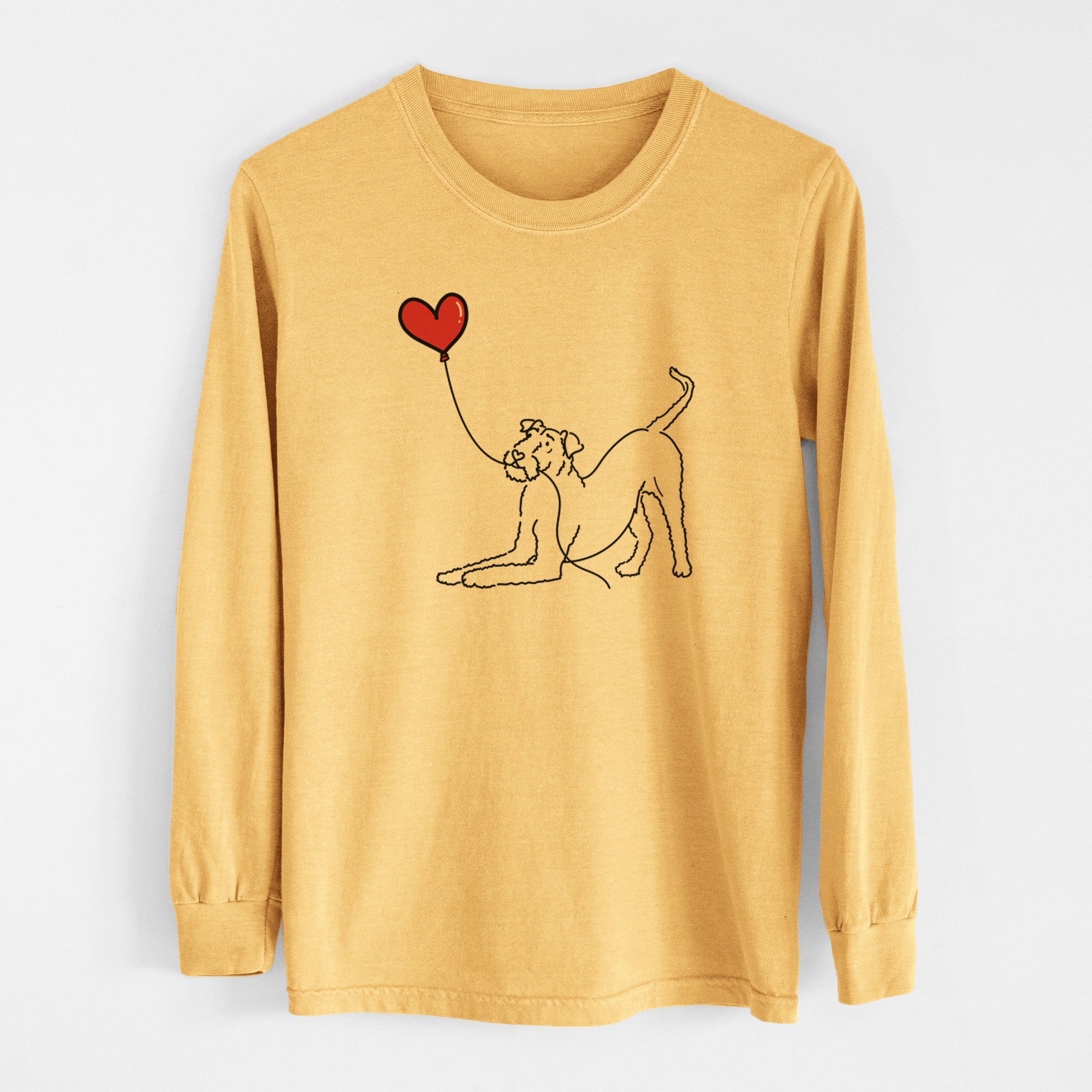 Airedale Terrier Heart String - Men's Heavyweight 100% Cotton Long Sleeve