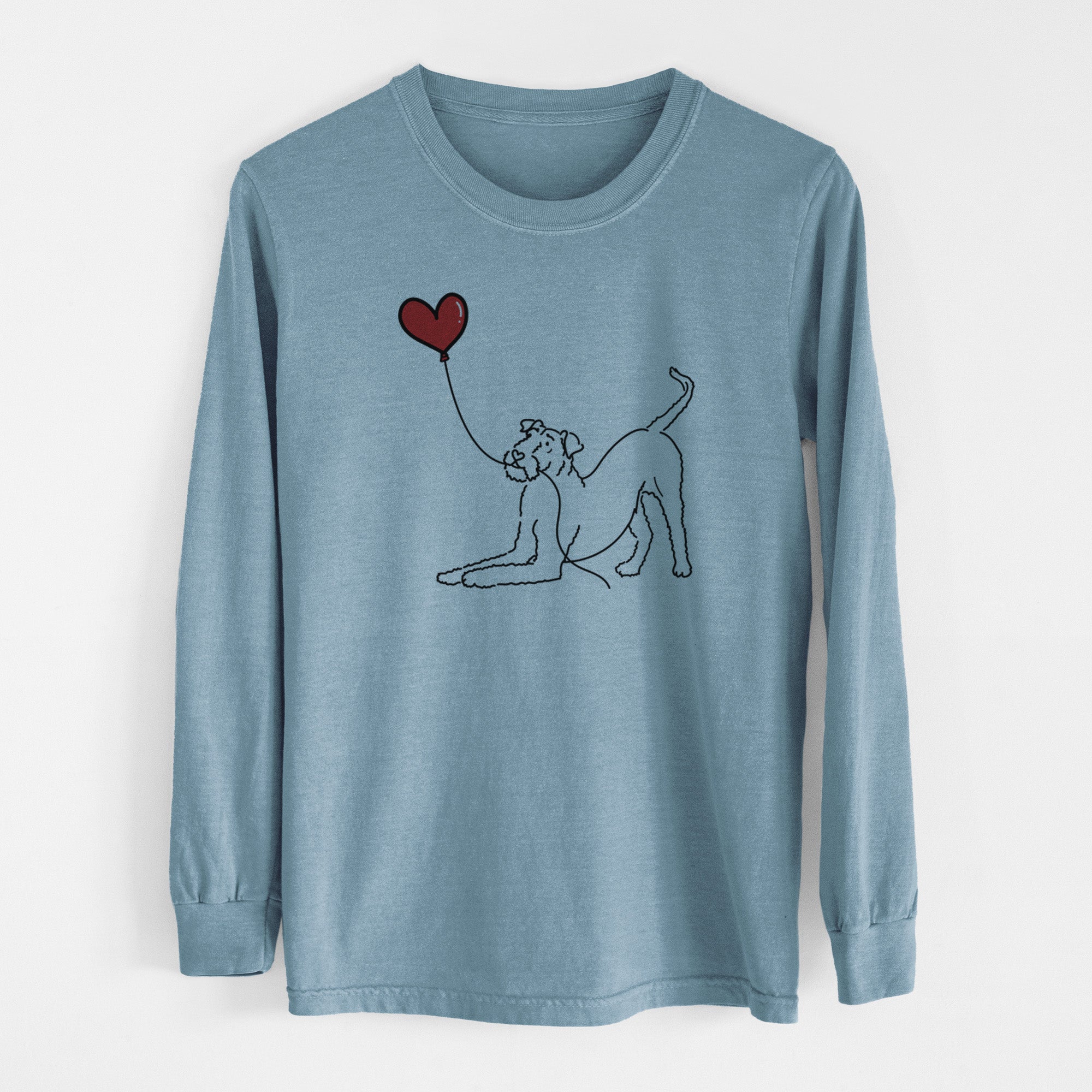 Airedale Terrier Heart String - Men's Heavyweight 100% Cotton Long Sleeve