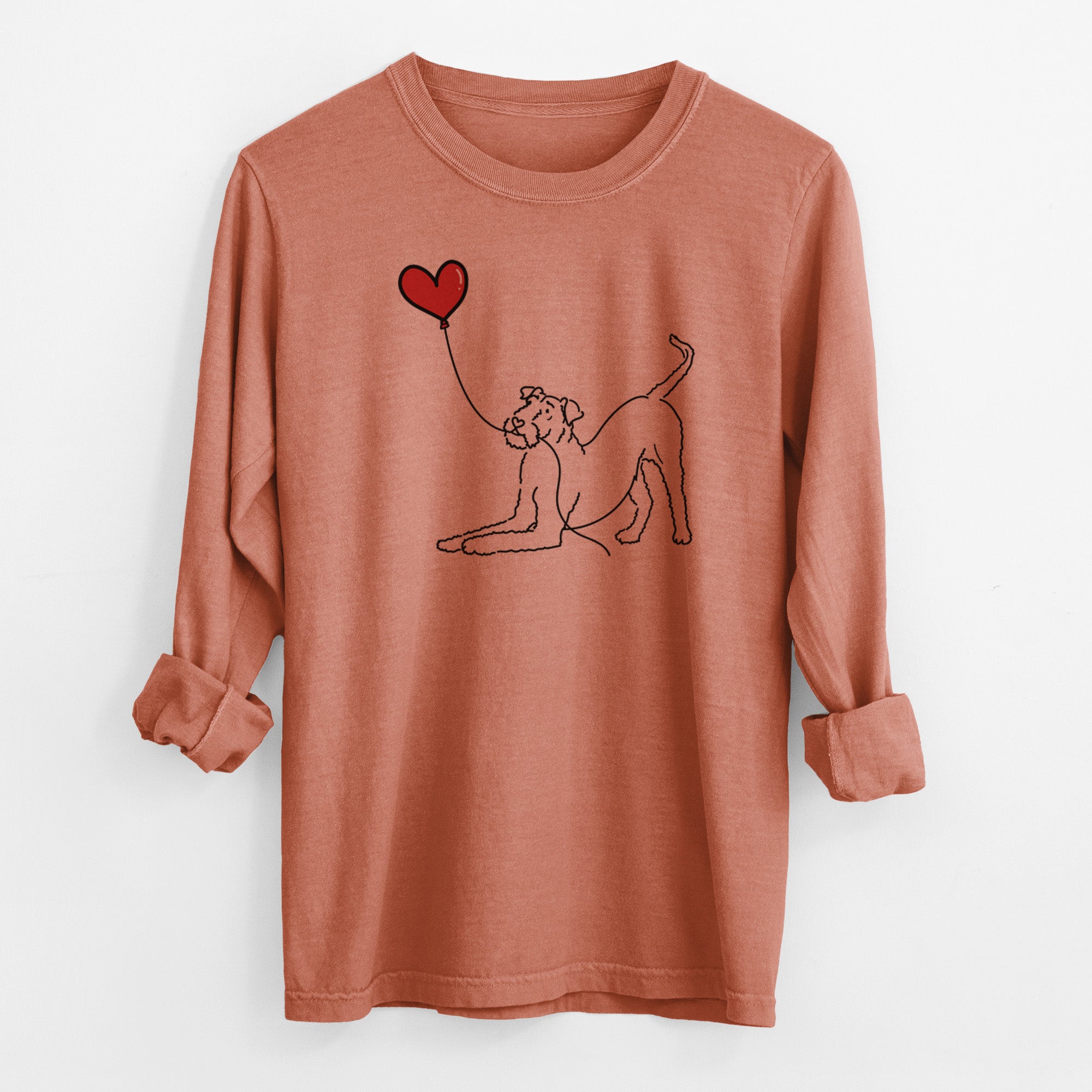 Airedale Terrier Heart String - Men's Heavyweight 100% Cotton Long Sleeve