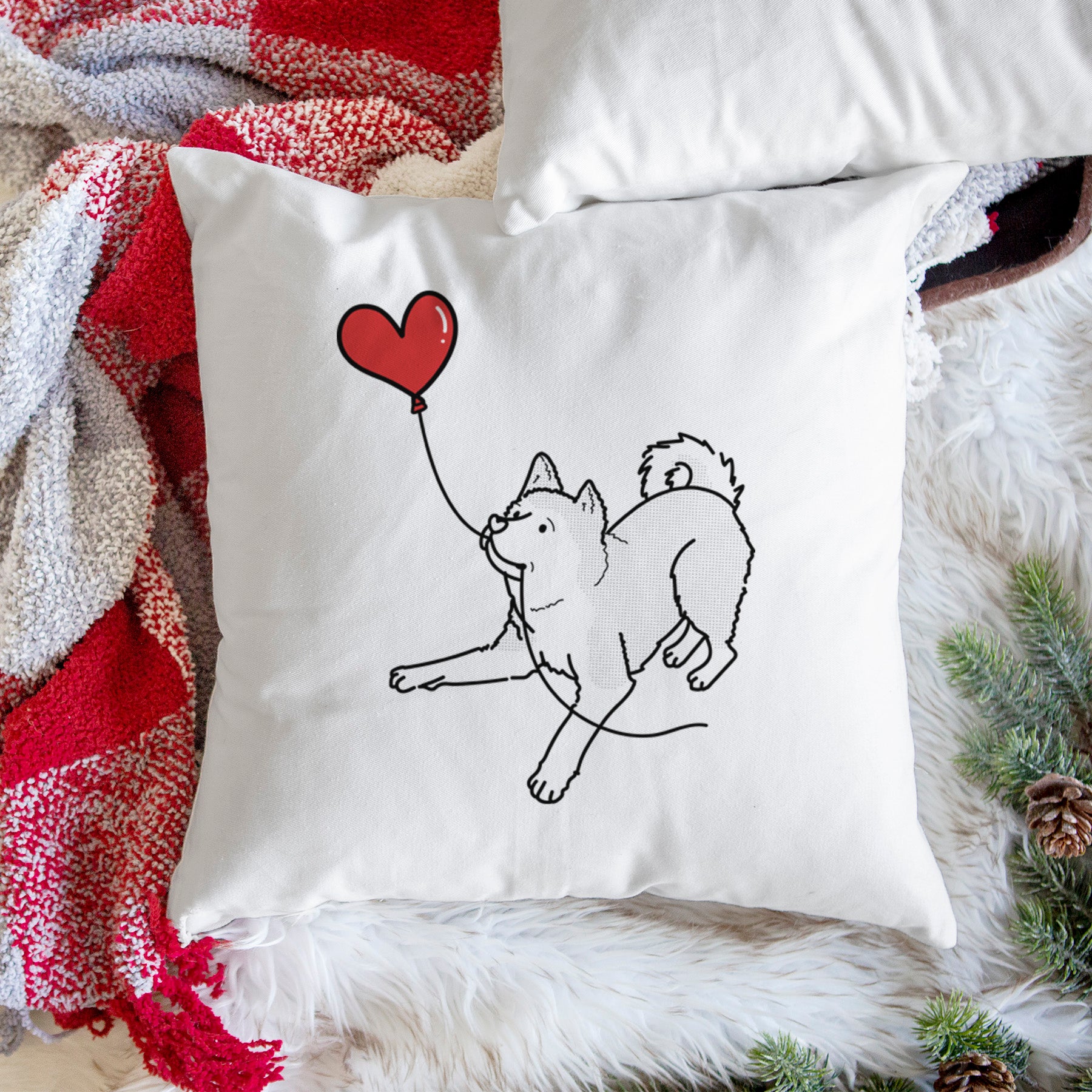 Akita Heart String - Throw Pillow Cover
