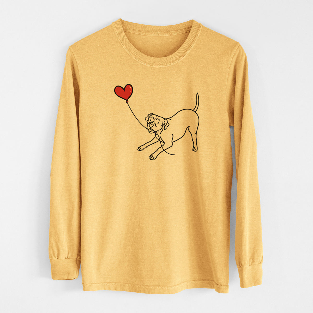 American Bulldog Heart String - Men&#39;s Heavyweight 100% Cotton Long Sleeve