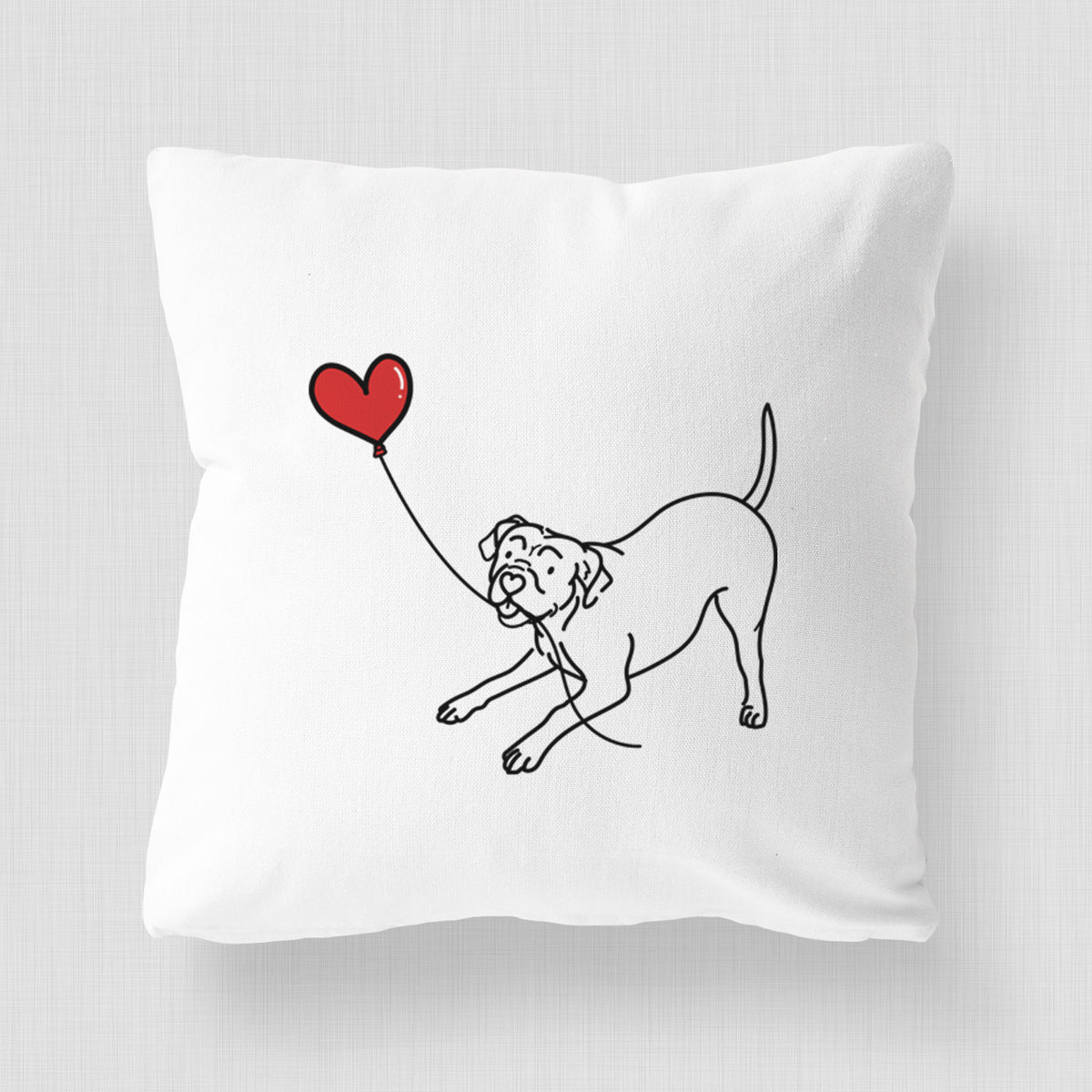American Bulldog Heart String - Throw Pillow Cover