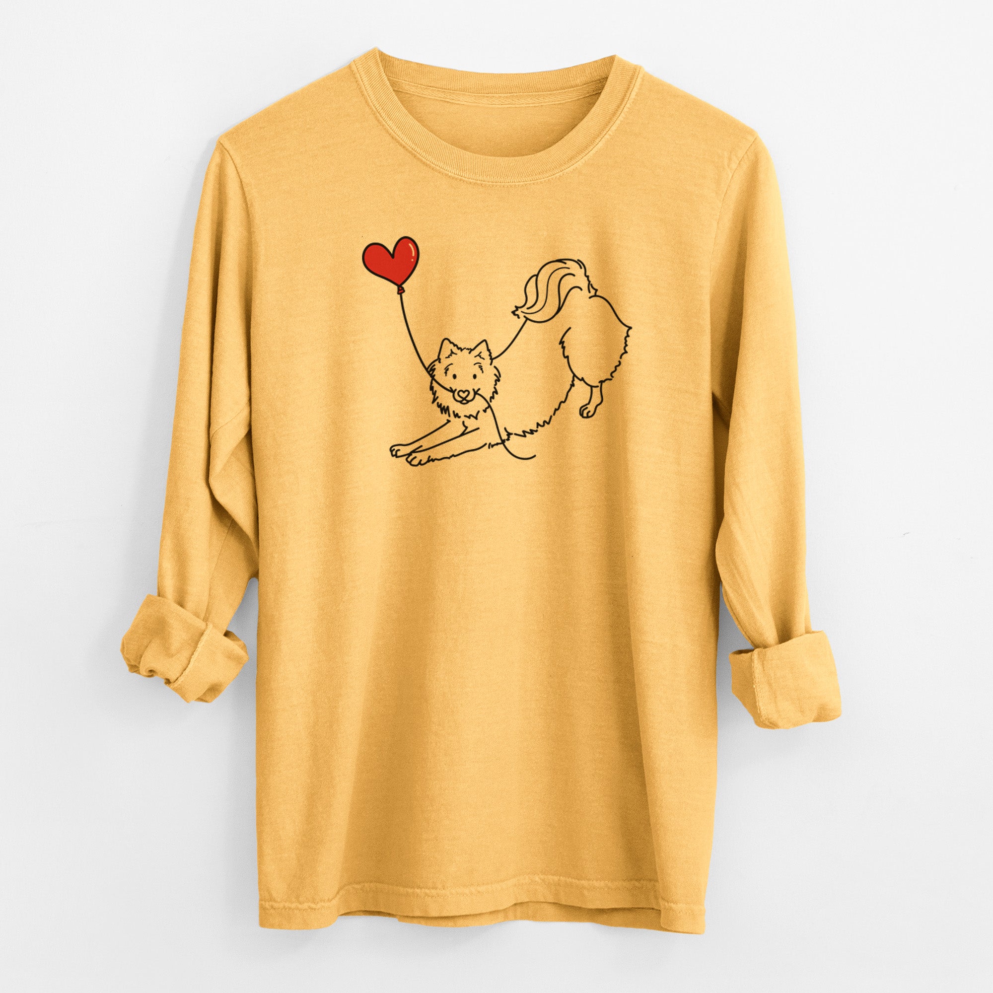 American Eskimo Heart String - Men's Heavyweight 100% Cotton Long Sleeve