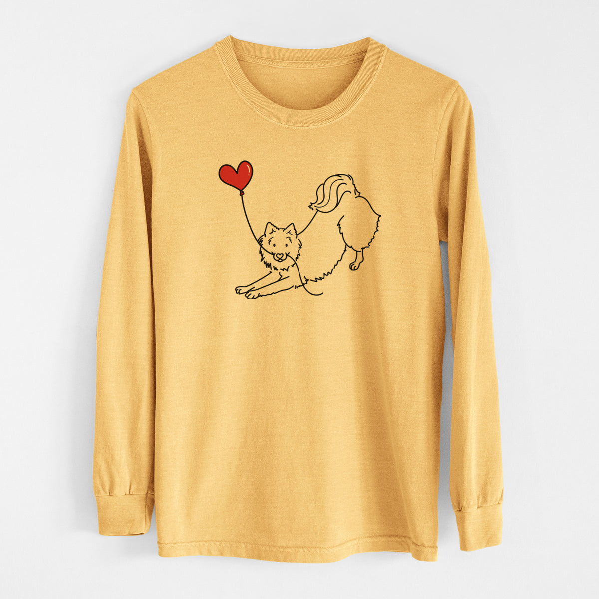 American Eskimo Heart String - Men&#39;s Heavyweight 100% Cotton Long Sleeve