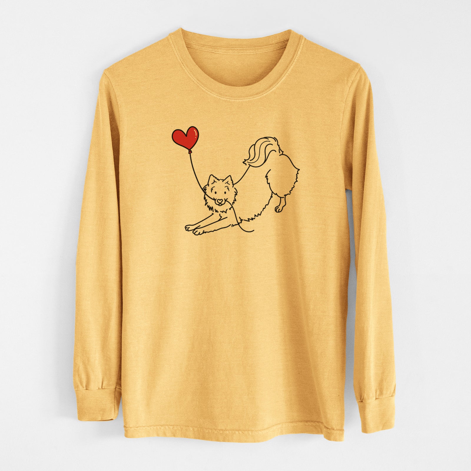 American Eskimo Heart String - Men's Heavyweight 100% Cotton Long Sleeve