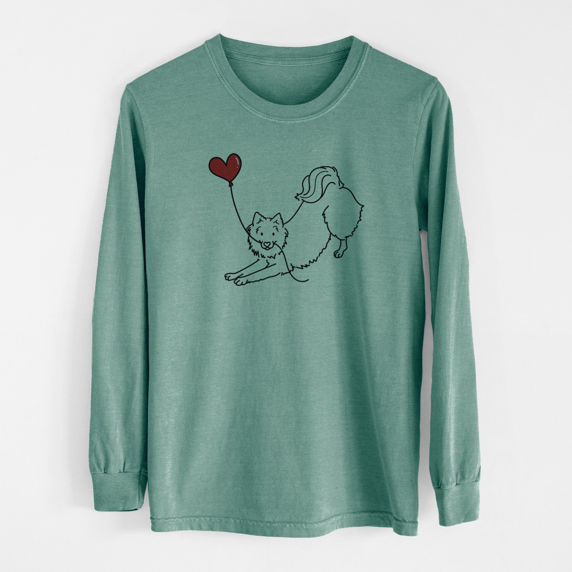 American Eskimo Heart String - Men's Heavyweight 100% Cotton Long Sleeve