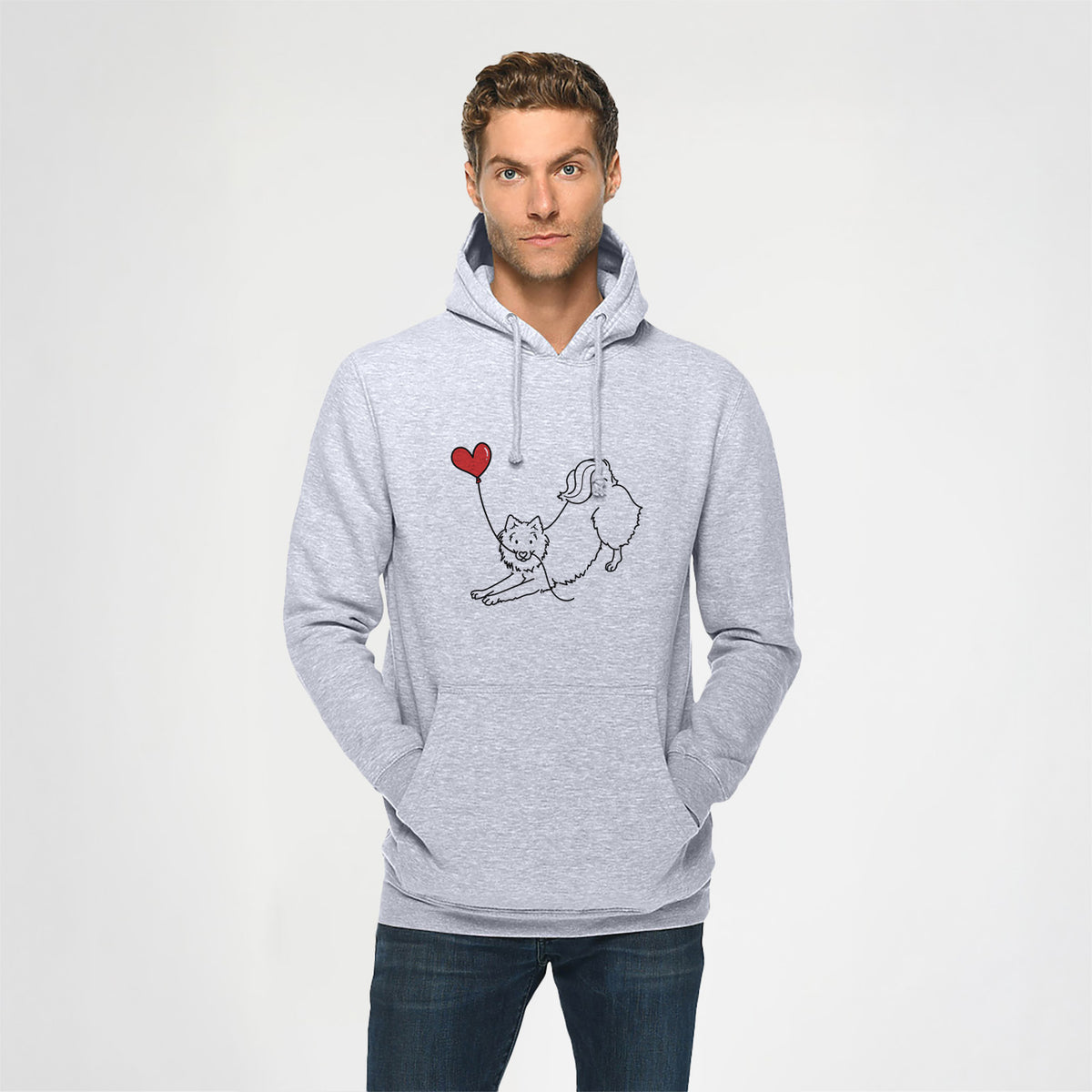 American Eskimo Heart String - Heavyweight Fleece Hoodie