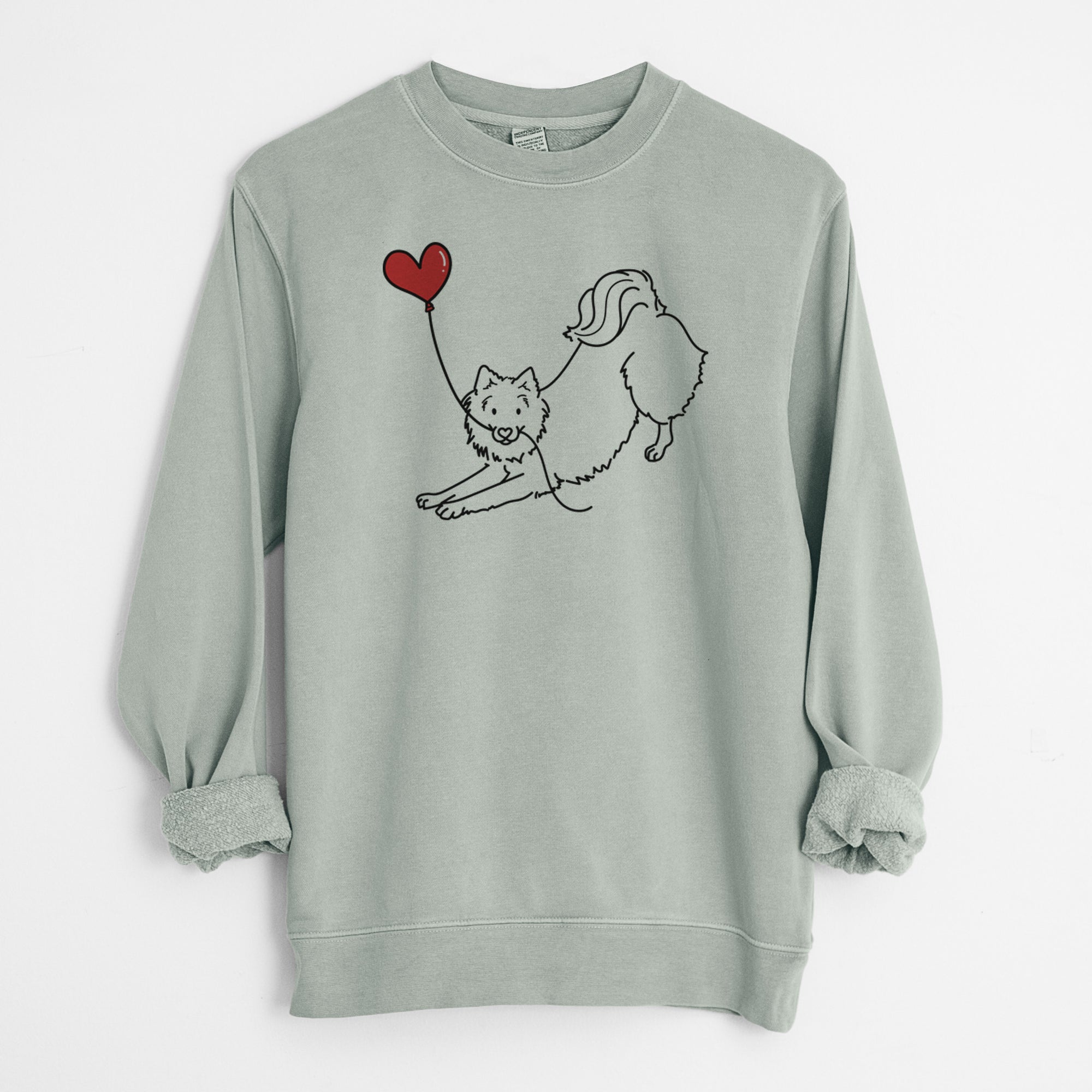 American Eskimo Heart String - Unisex Pigment Dyed Crew Sweatshirt