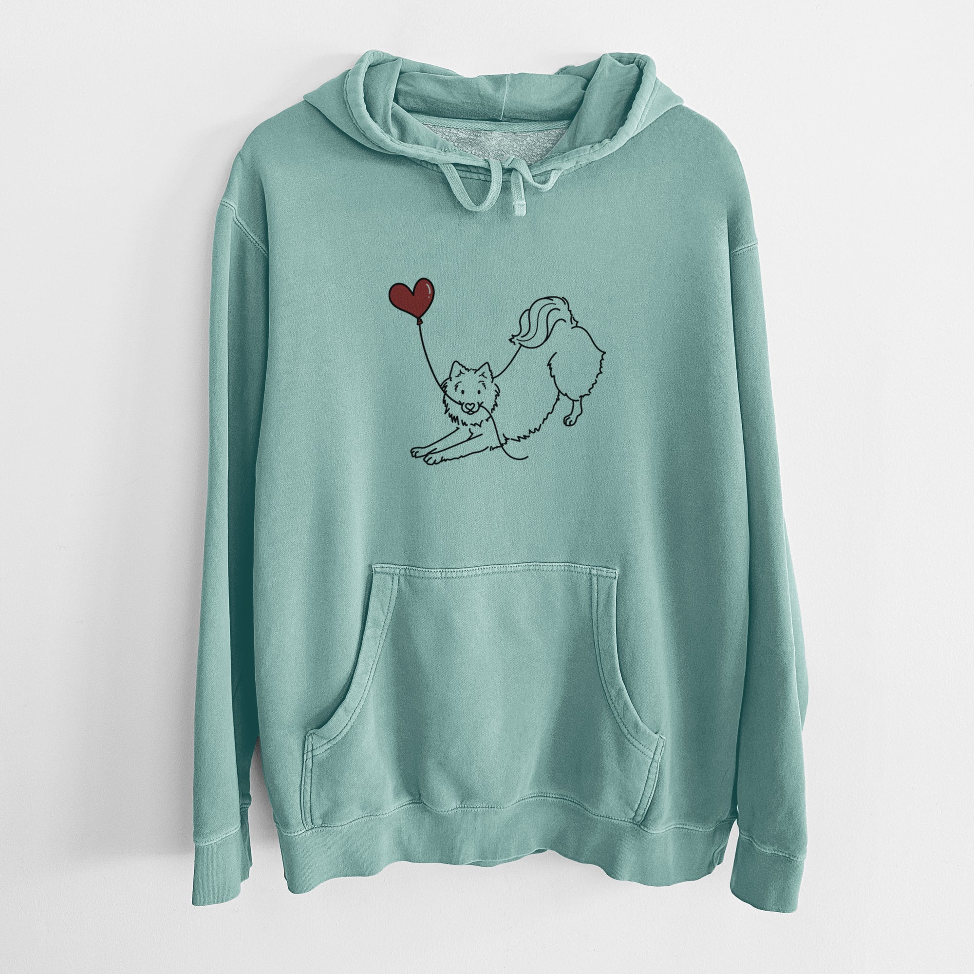 American Eskimo Heart String - Unisex Pigment Dyed Hoodie