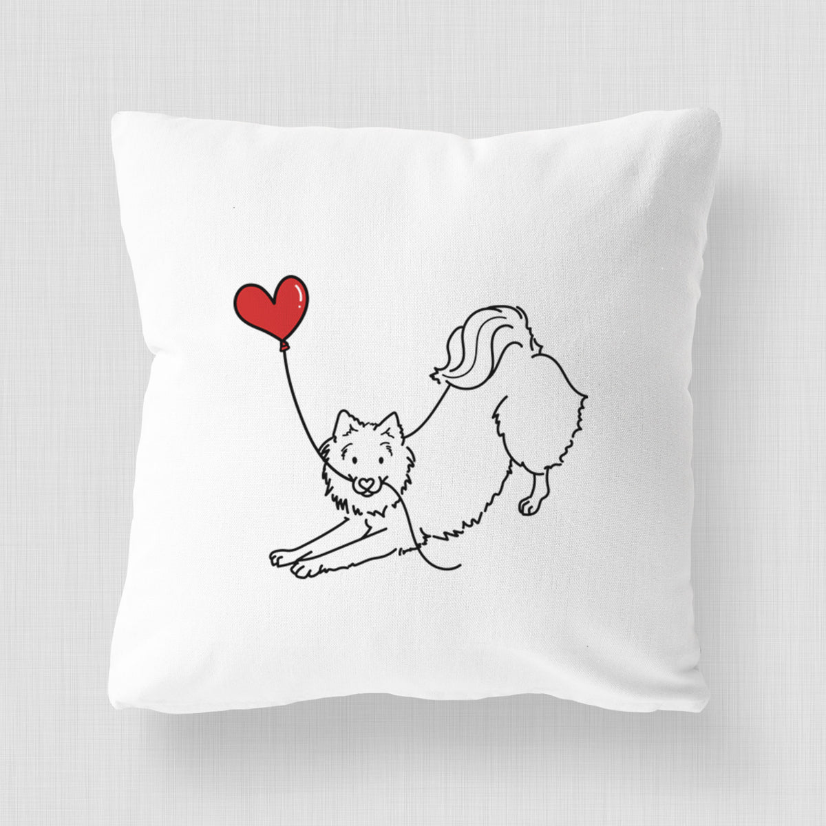 American Eskimo Heart String - Throw Pillow Cover