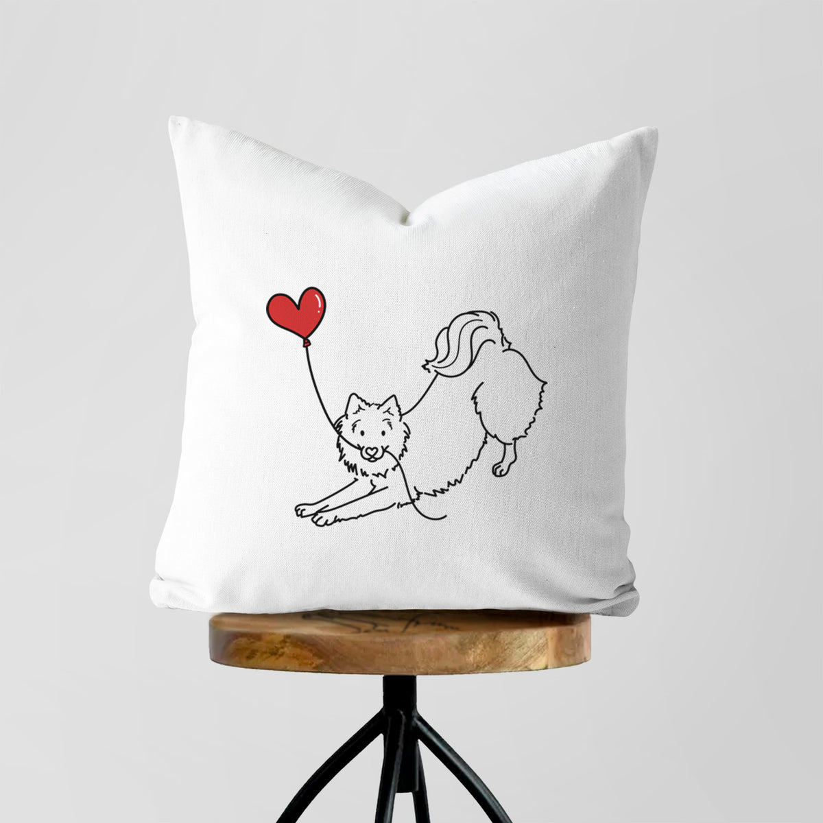 American Eskimo Heart String - Throw Pillow Cover