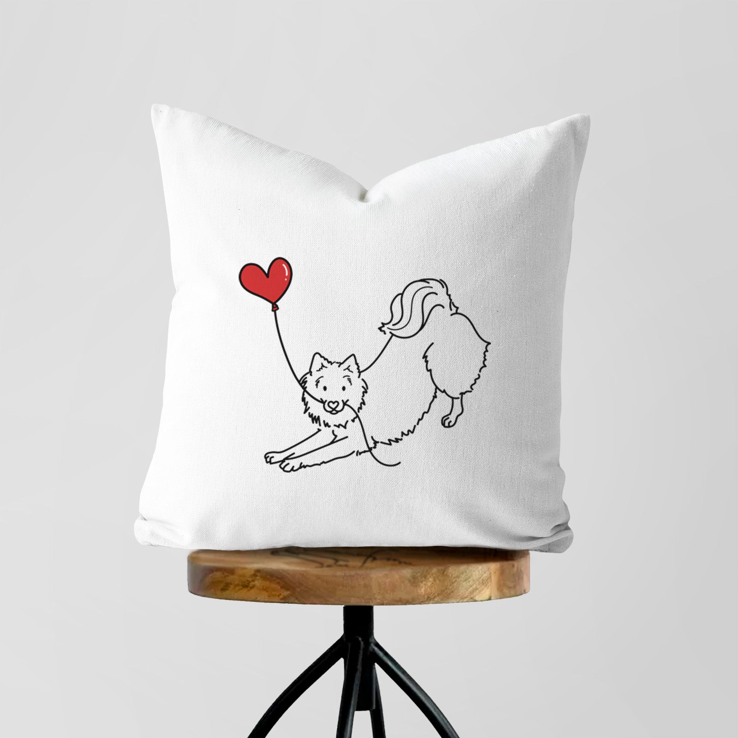American Eskimo Heart String - Throw Pillow Cover