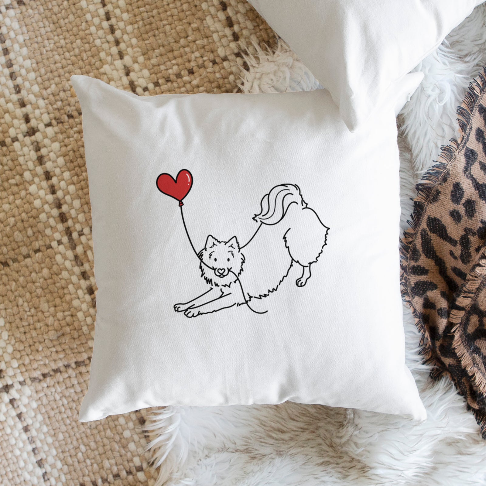 American Eskimo Heart String - Throw Pillow Cover