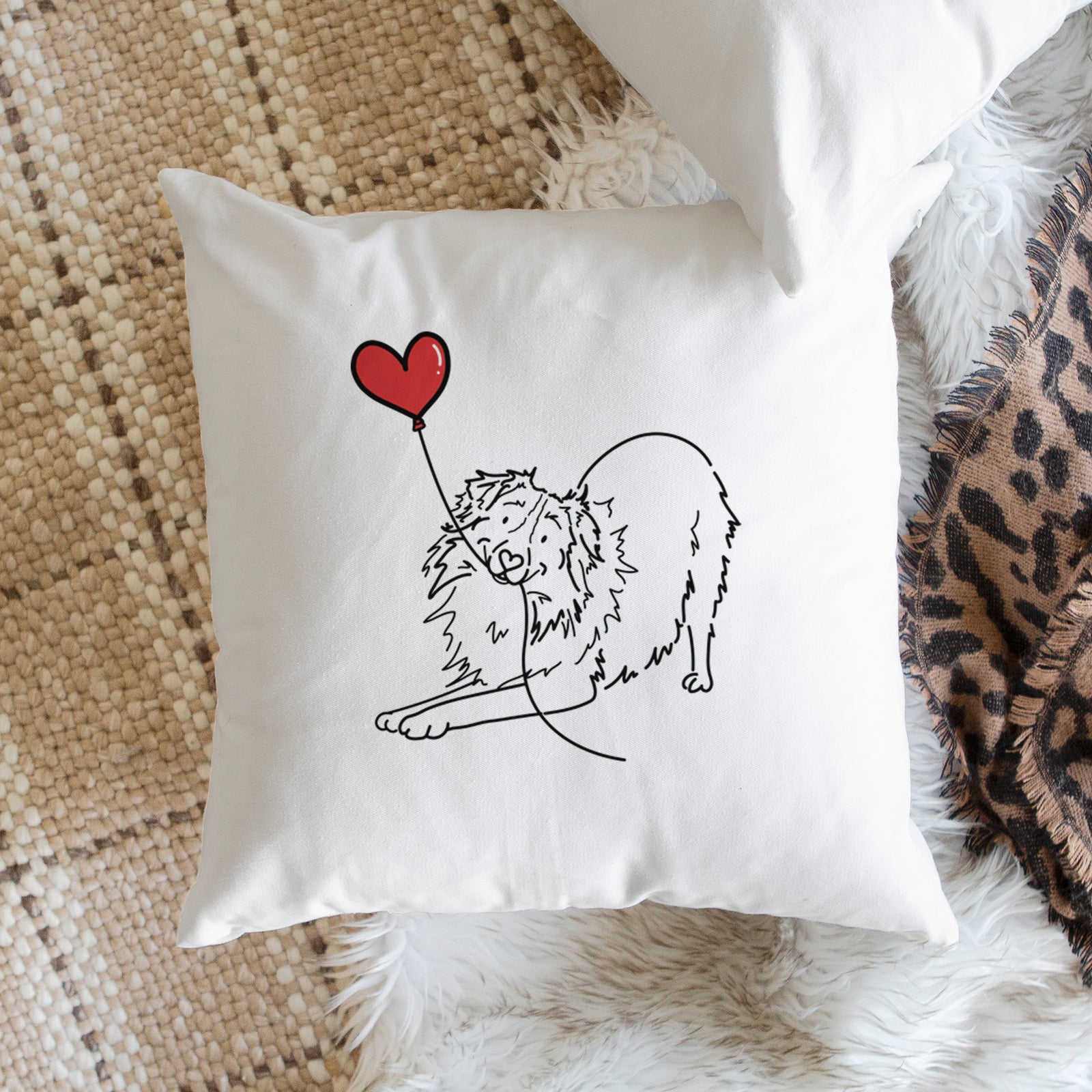 Australian Shepherd Heart String - Throw Pillow Cover