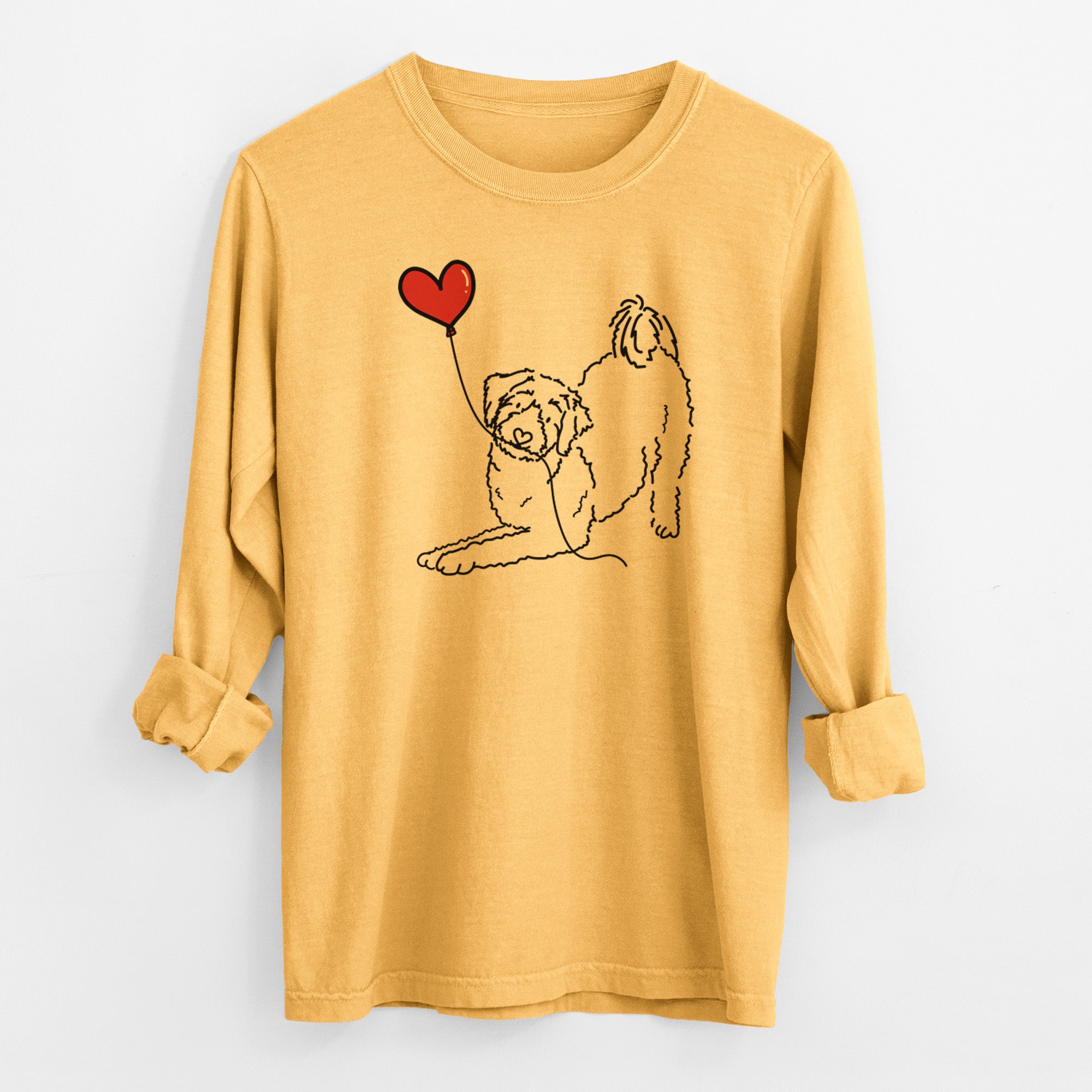 Aussiedoodle Heart String - Men's Heavyweight 100% Cotton Long Sleeve