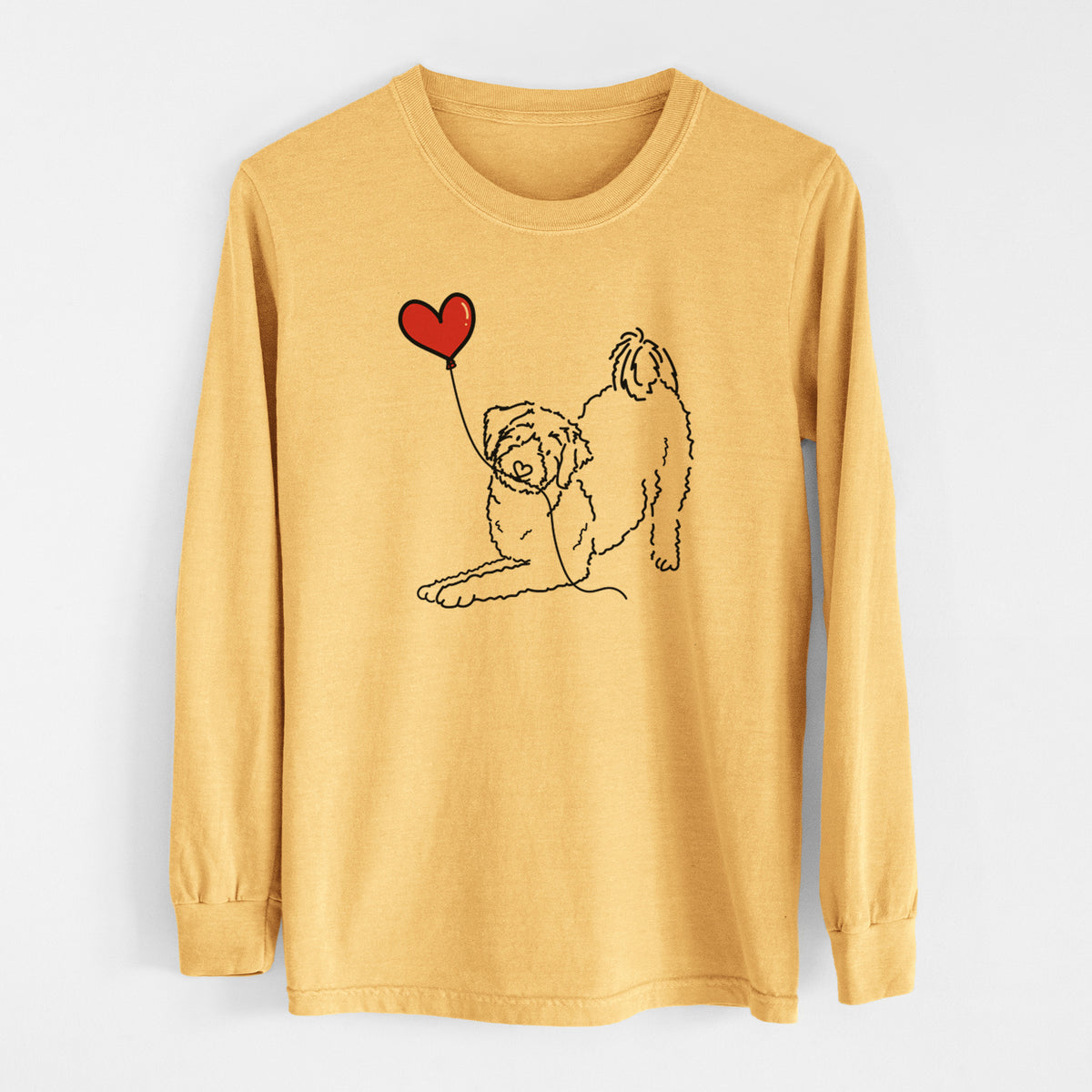 Aussiedoodle Heart String - Men&#39;s Heavyweight 100% Cotton Long Sleeve