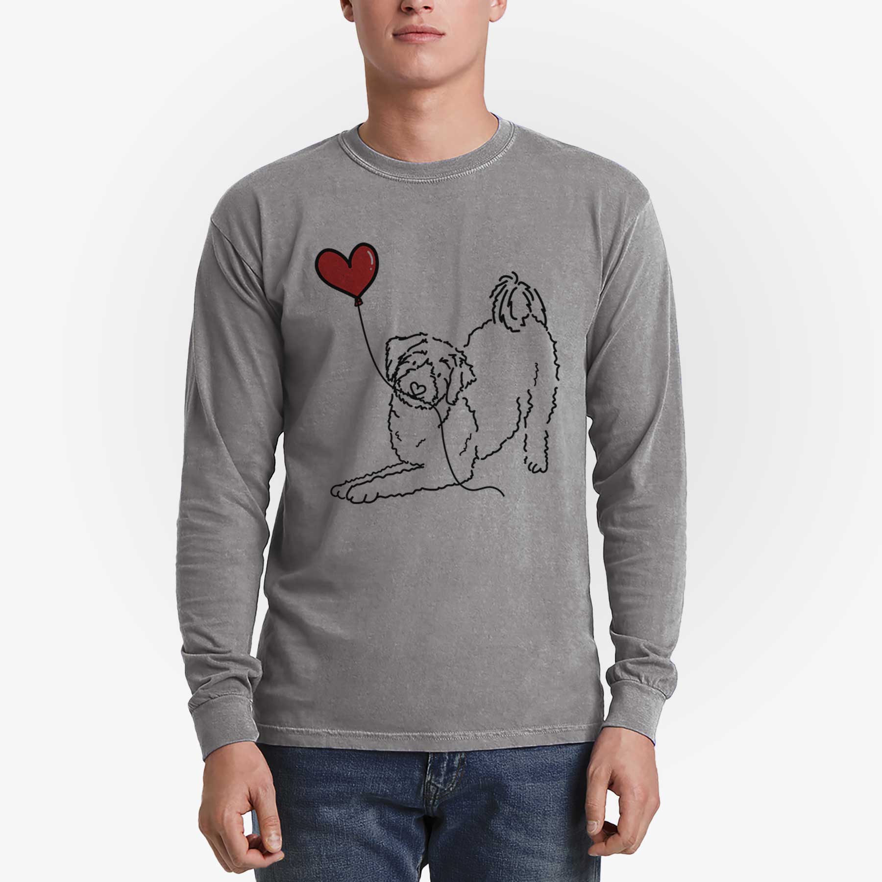 Aussiedoodle Heart String - Men's Heavyweight 100% Cotton Long Sleeve