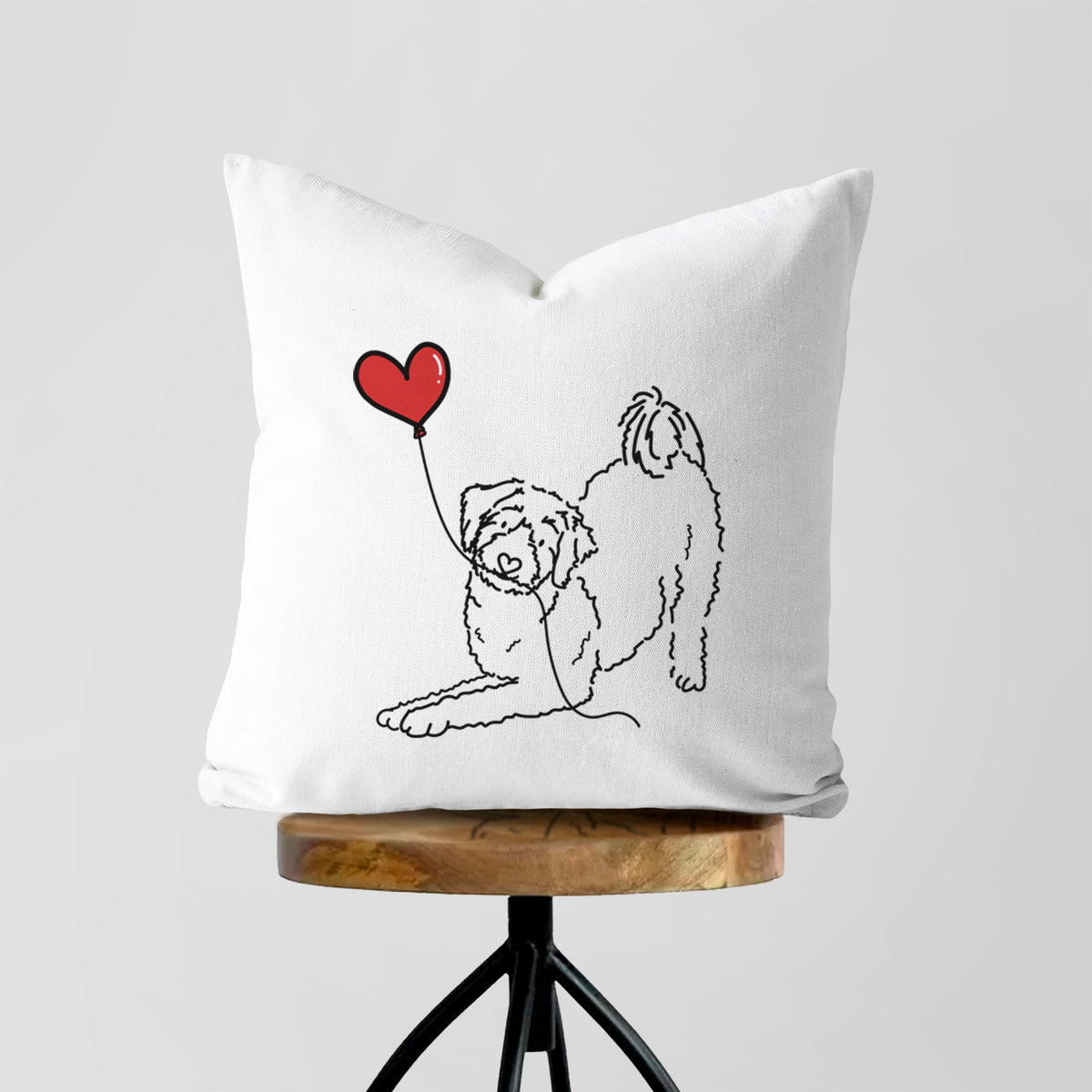 Aussiedoodle Heart String - Throw Pillow Cover