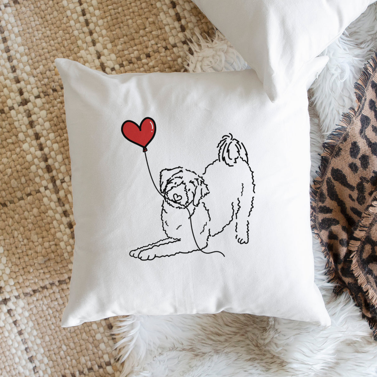 Aussiedoodle Heart String - Throw Pillow Cover