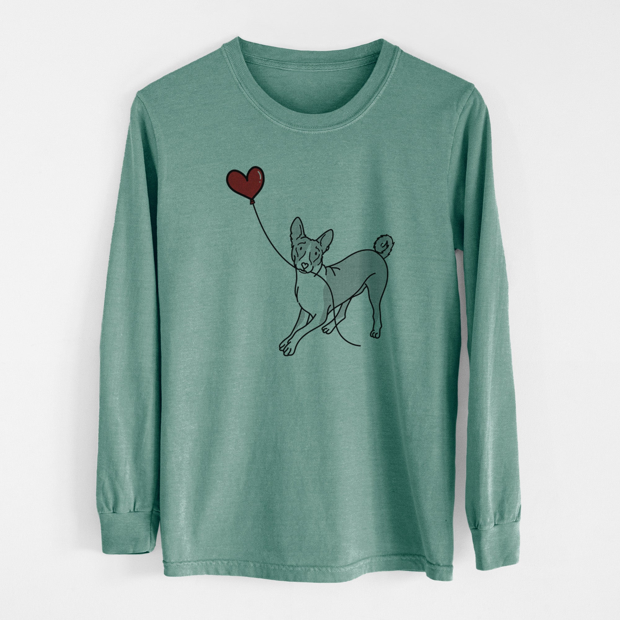 Basenji Heart String - Men's Heavyweight 100% Cotton Long Sleeve