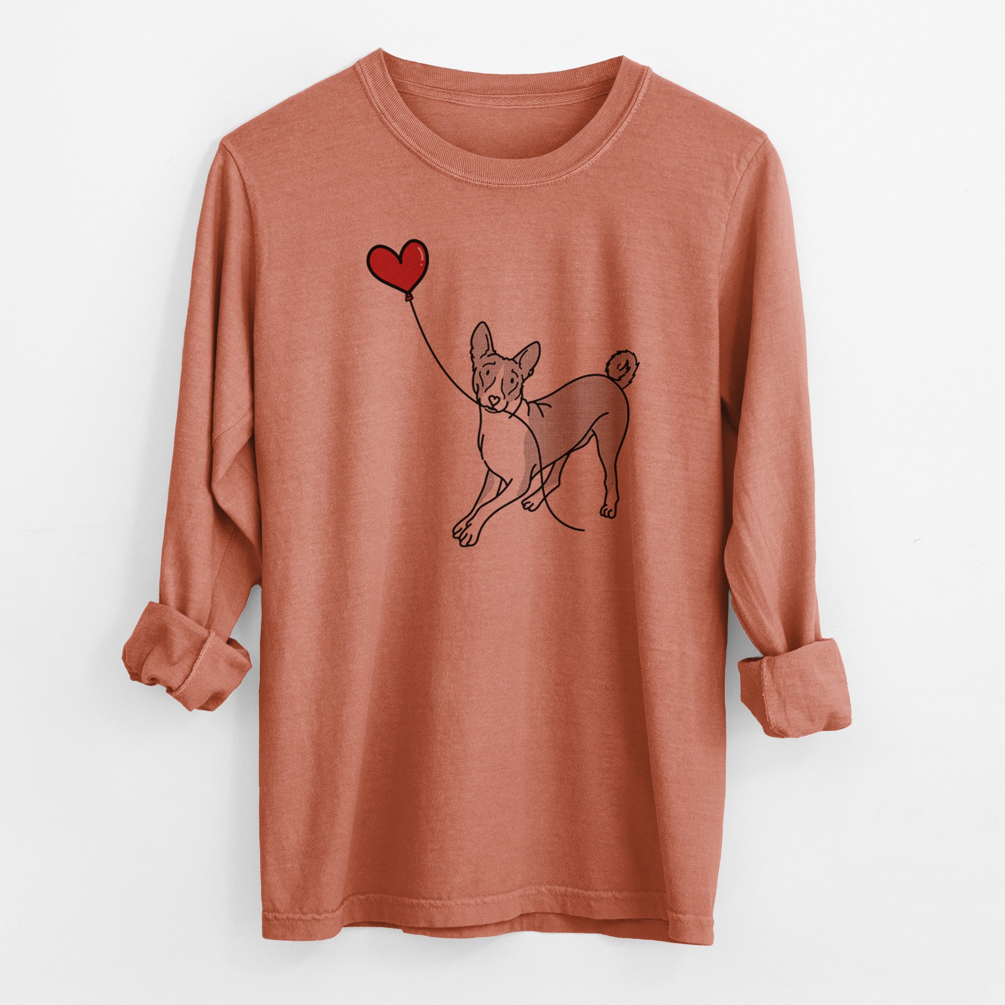 Basenji Heart String - Men's Heavyweight 100% Cotton Long Sleeve