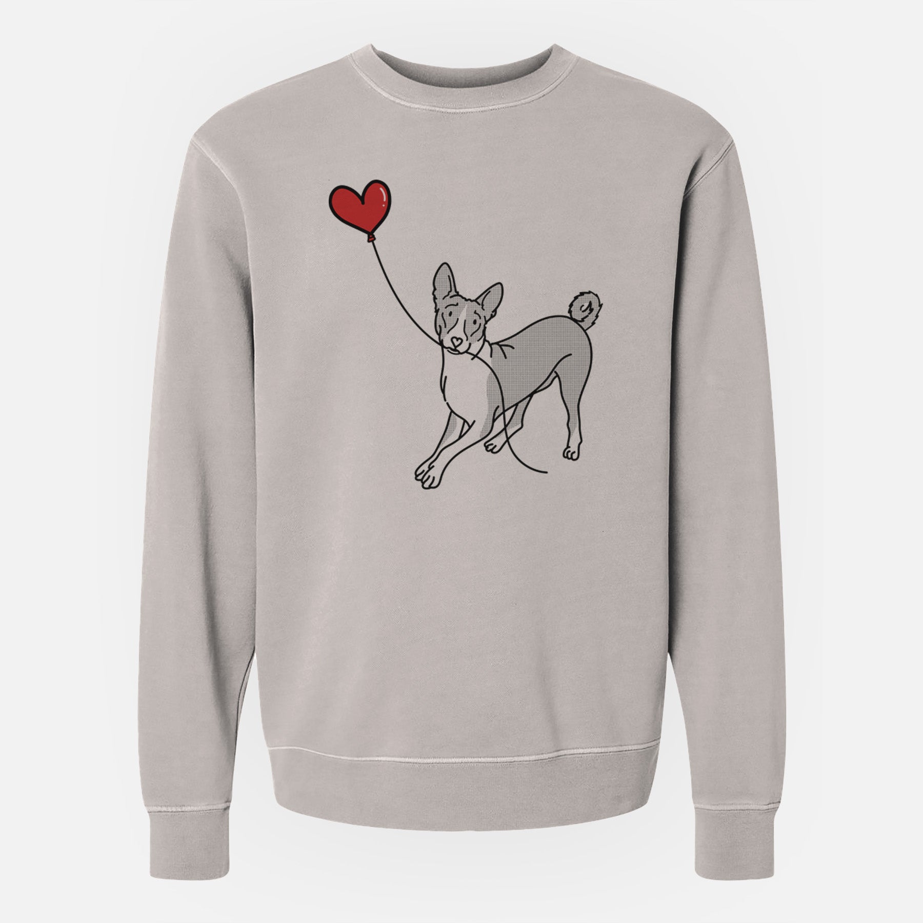 Basenji Heart String - Unisex Pigment Dyed Crew Sweatshirt