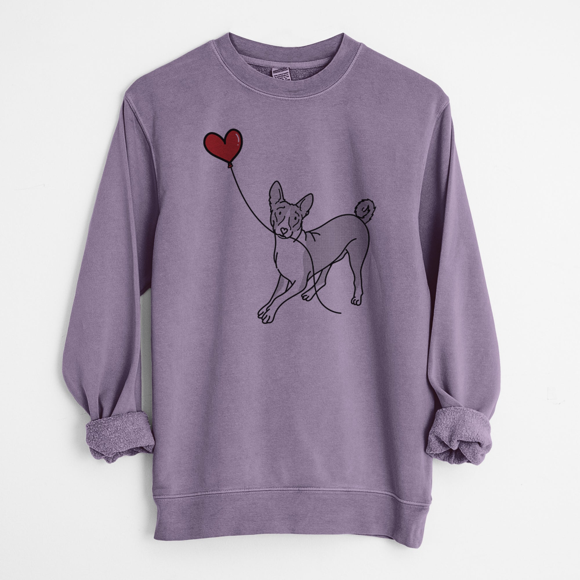 Basenji Heart String - Unisex Pigment Dyed Crew Sweatshirt