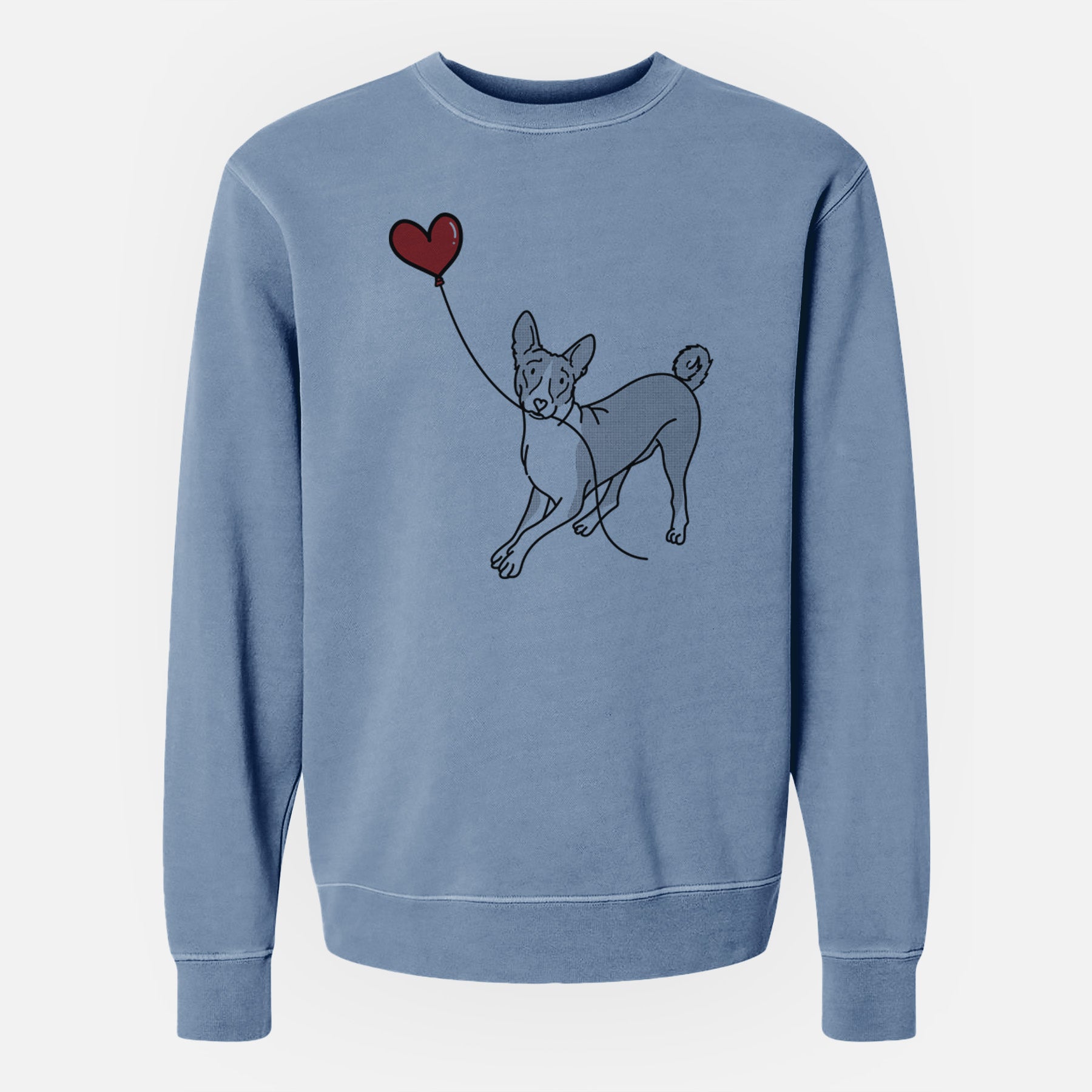 Basenji Heart String - Unisex Pigment Dyed Crew Sweatshirt