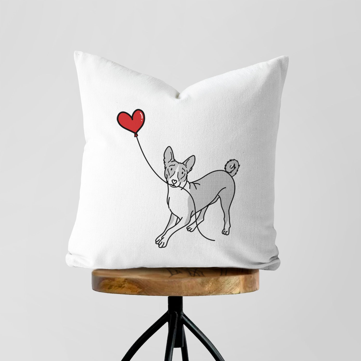 Basenji Heart String - Throw Pillow Cover