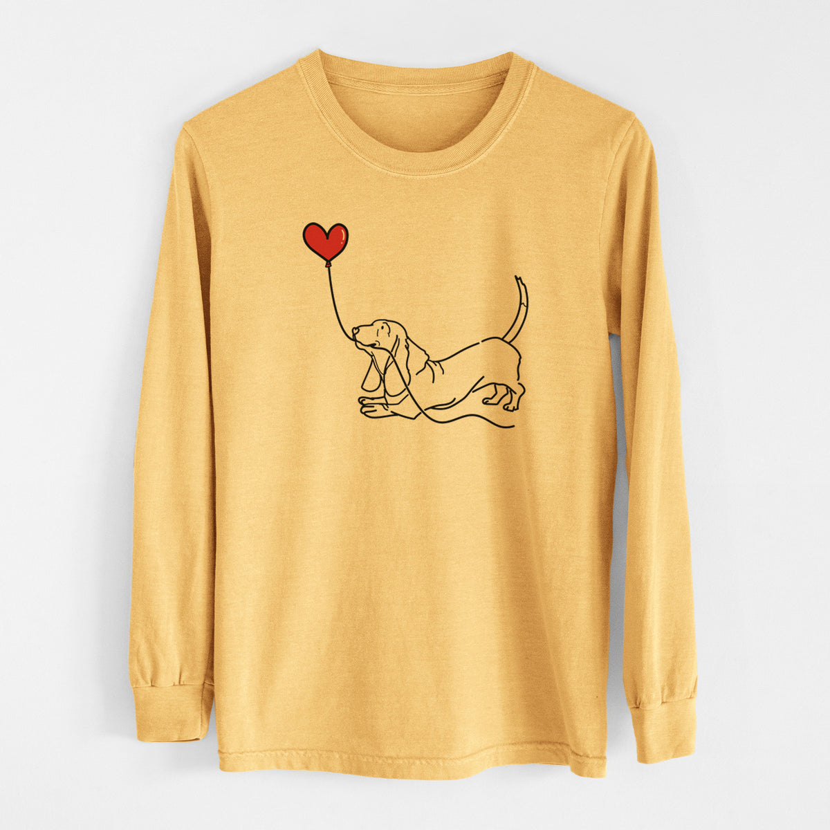 Basset Hound Heart String - Men's Heavyweight 100% Cotton Long Sleeve