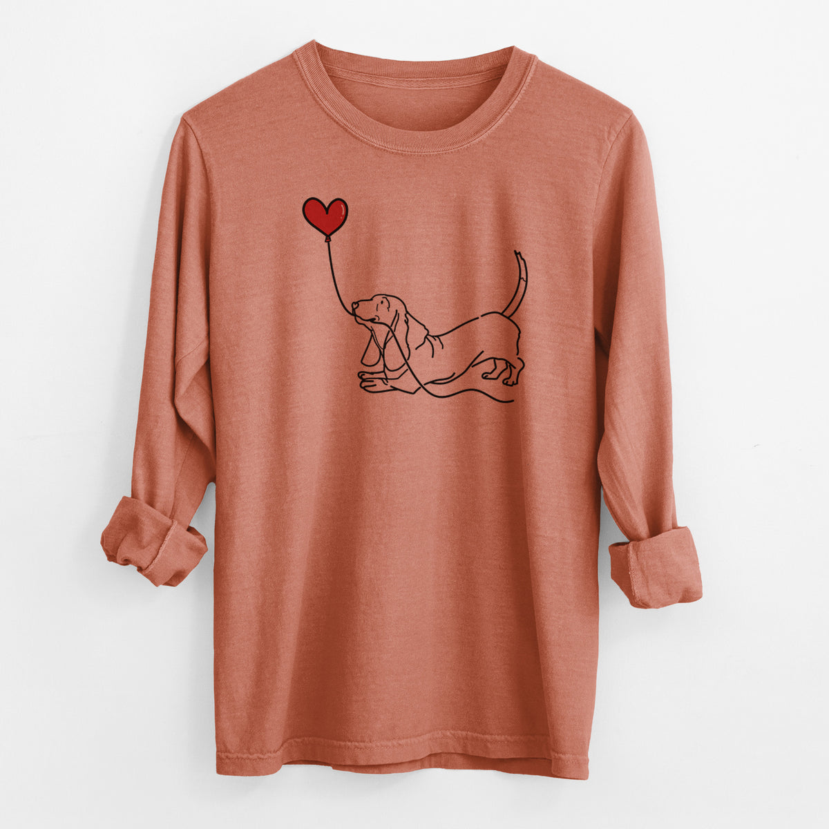 Basset Hound Heart String - Men's Heavyweight 100% Cotton Long Sleeve
