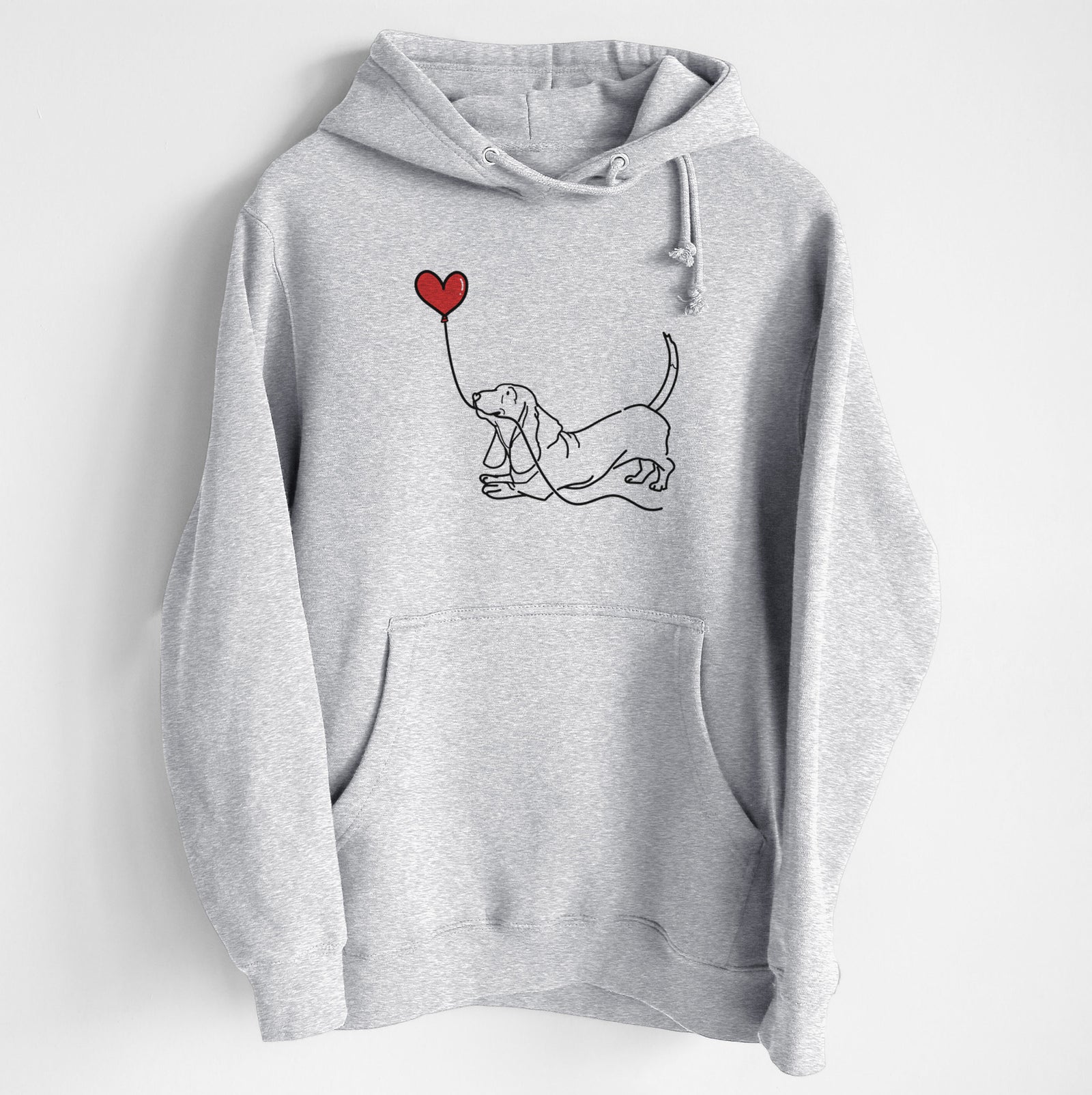 Basset Hound Heart String - Heavyweight Fleece Hoodie