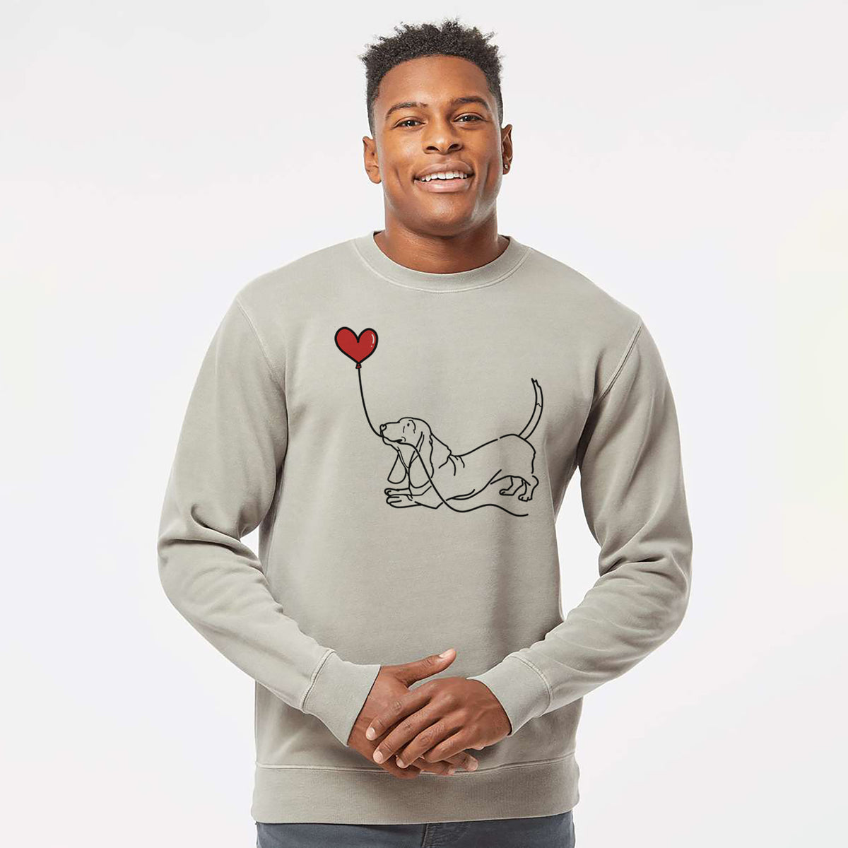 Basset Hound Heart String - Unisex Pigment Dyed Crew Sweatshirt