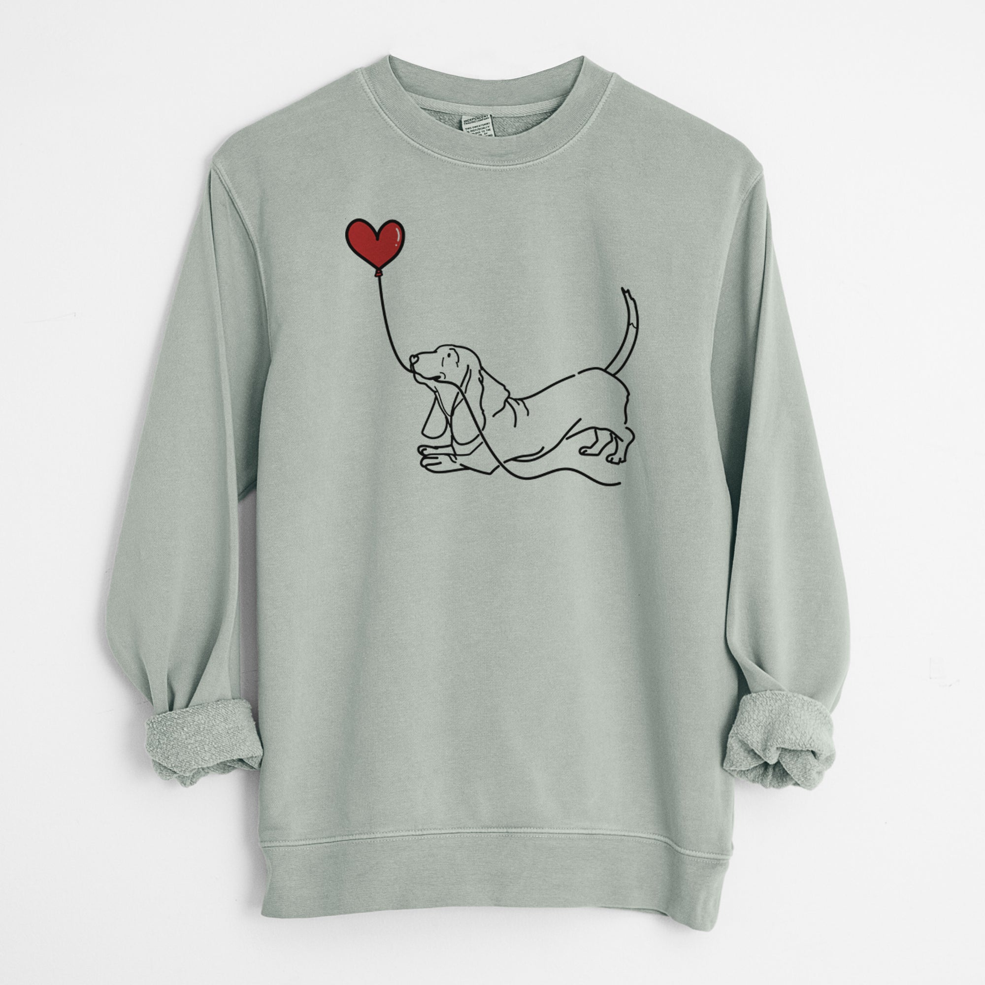 Basset Hound Heart String - Unisex Pigment Dyed Crew Sweatshirt