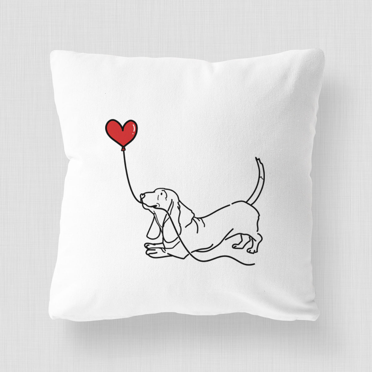 Basset Hound Heart String - Throw Pillow Cover
