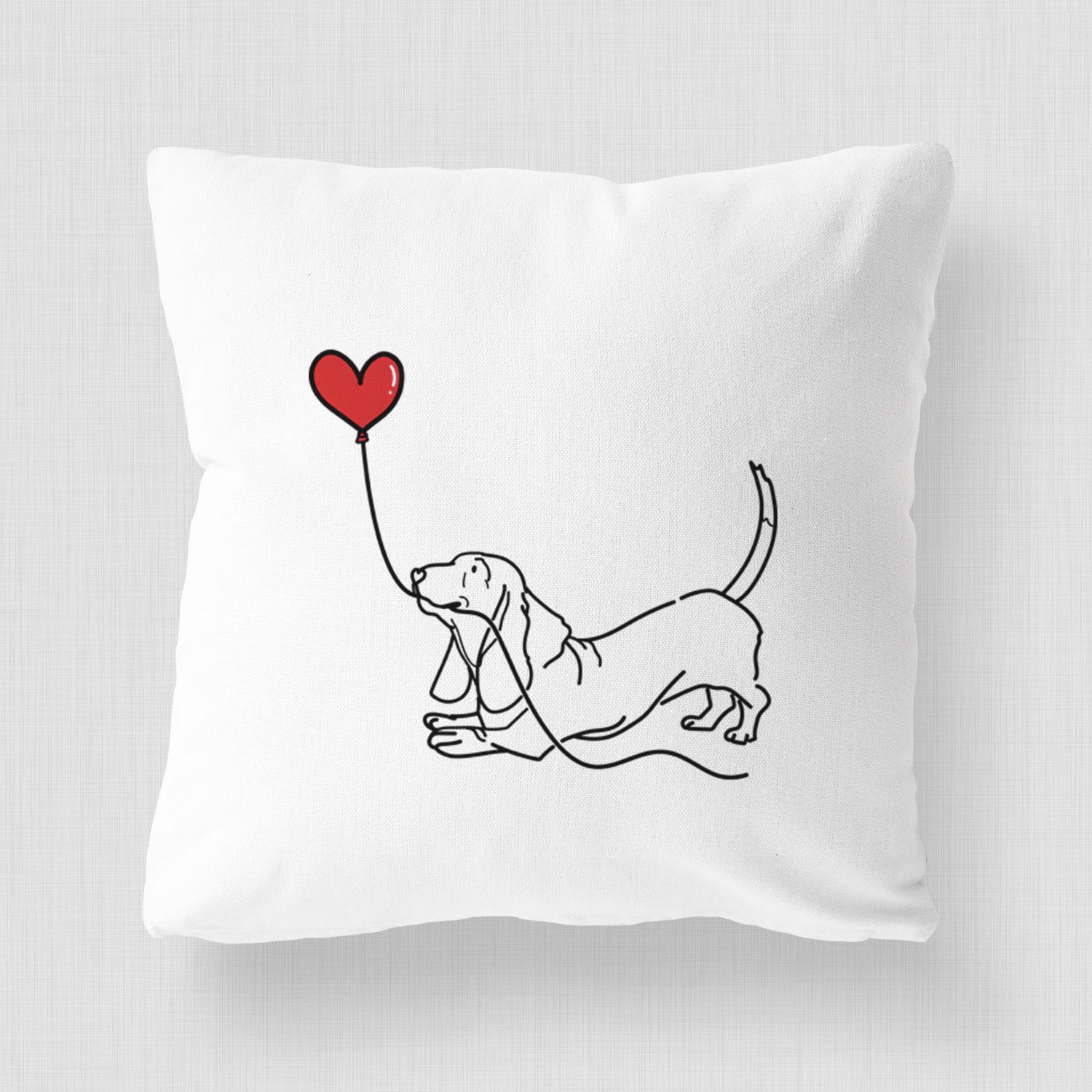 Basset Hound Heart String - Throw Pillow Cover