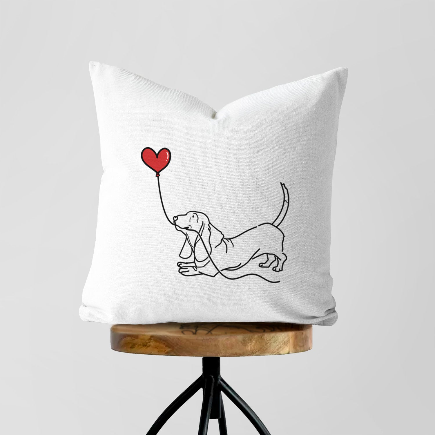 Basset Hound Heart String - Throw Pillow Cover