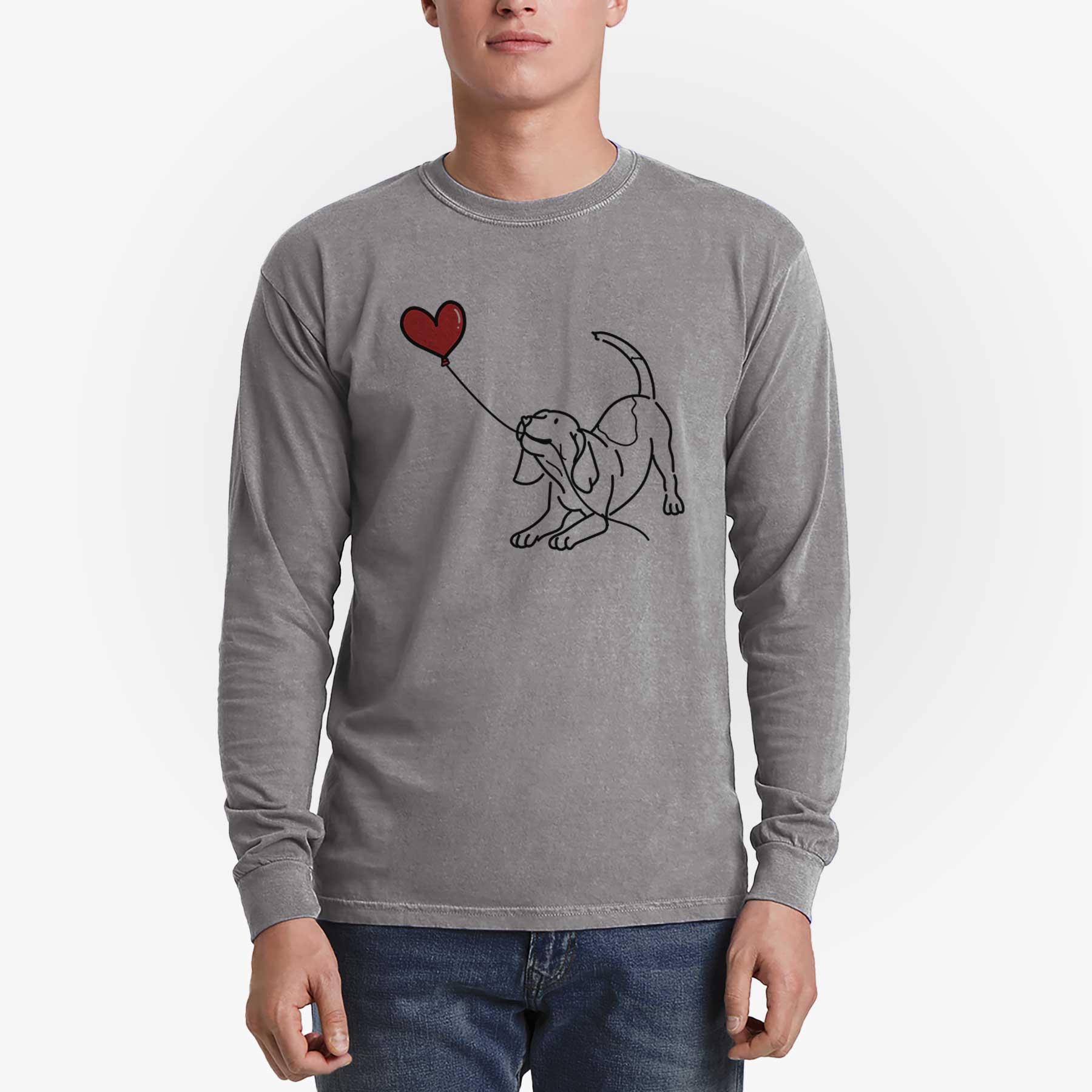 Beagle Heart String - Men's Heavyweight 100% Cotton Long Sleeve