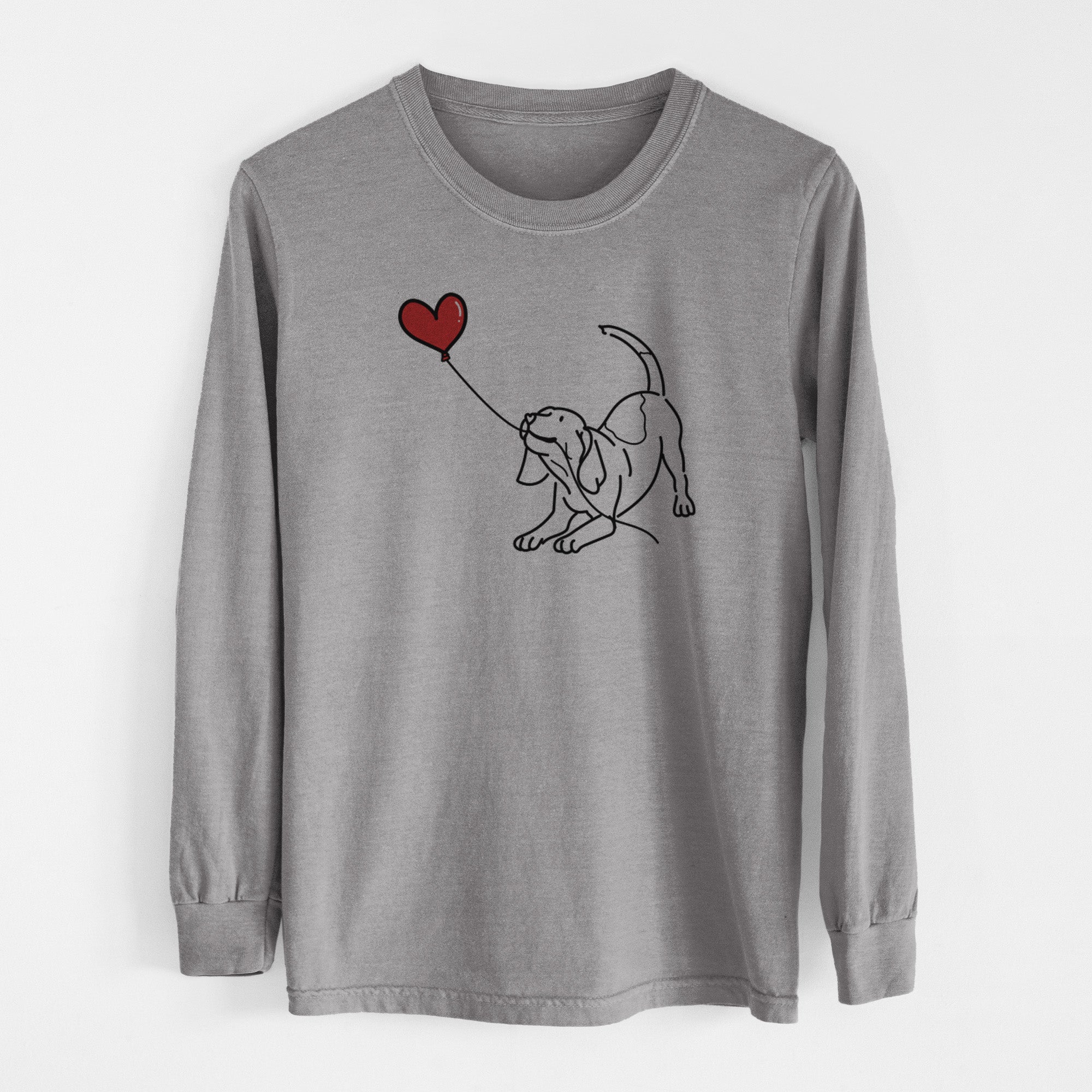 Beagle Heart String - Men's Heavyweight 100% Cotton Long Sleeve