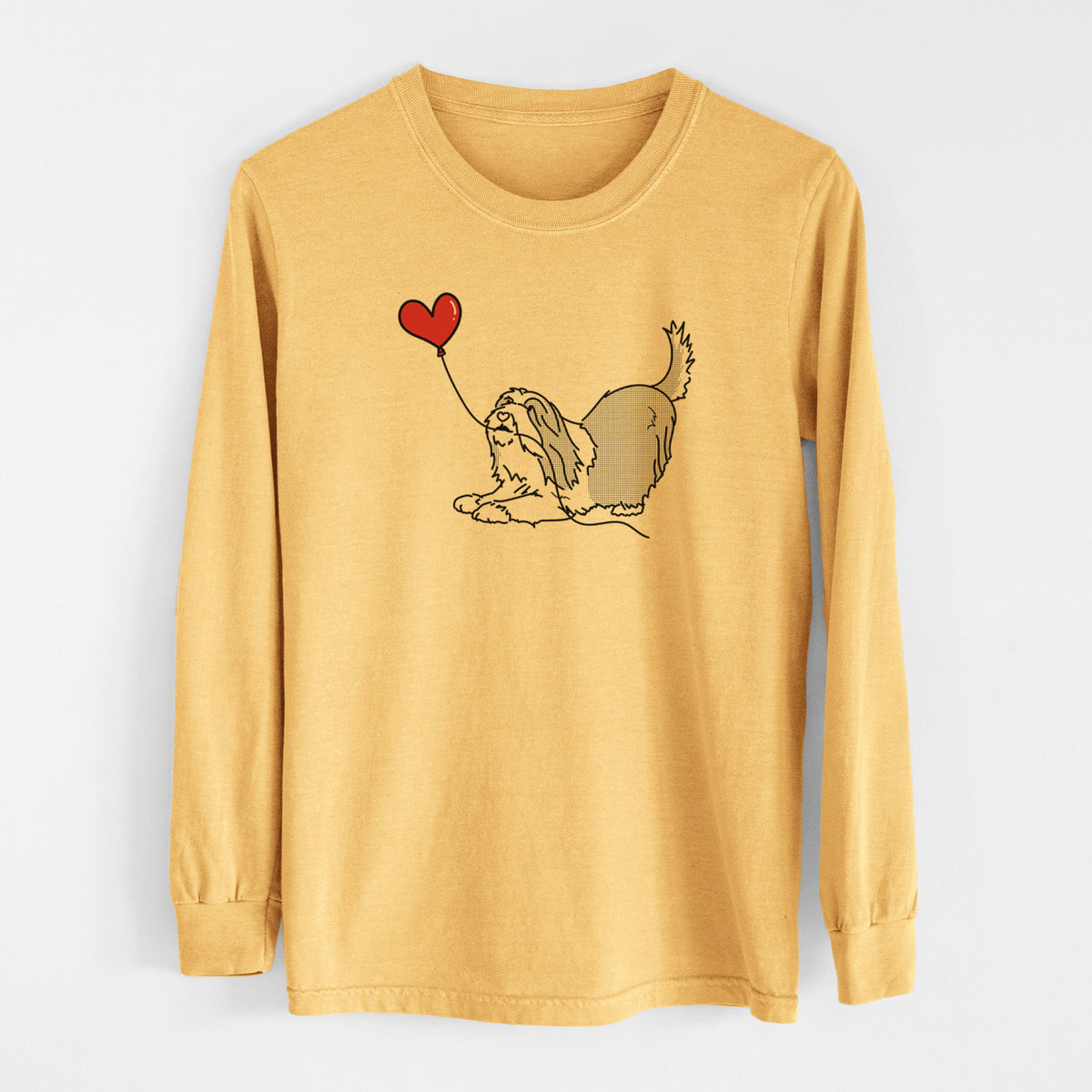 Bearded Collie Heart String - Men&#39;s Heavyweight 100% Cotton Long Sleeve